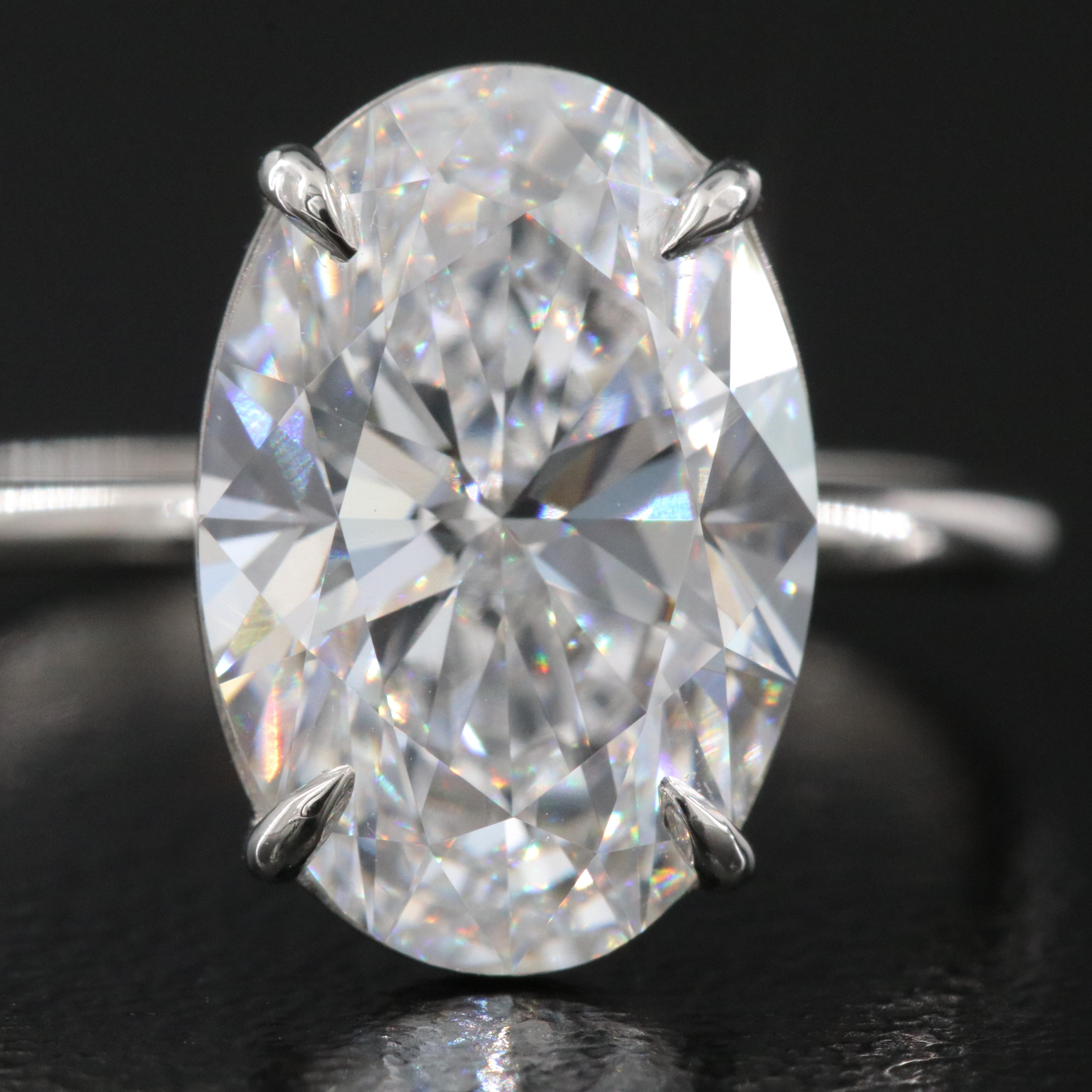 Platinum 4.02 CT Lab Grown Diamond Solitaire Ring with IGI Report