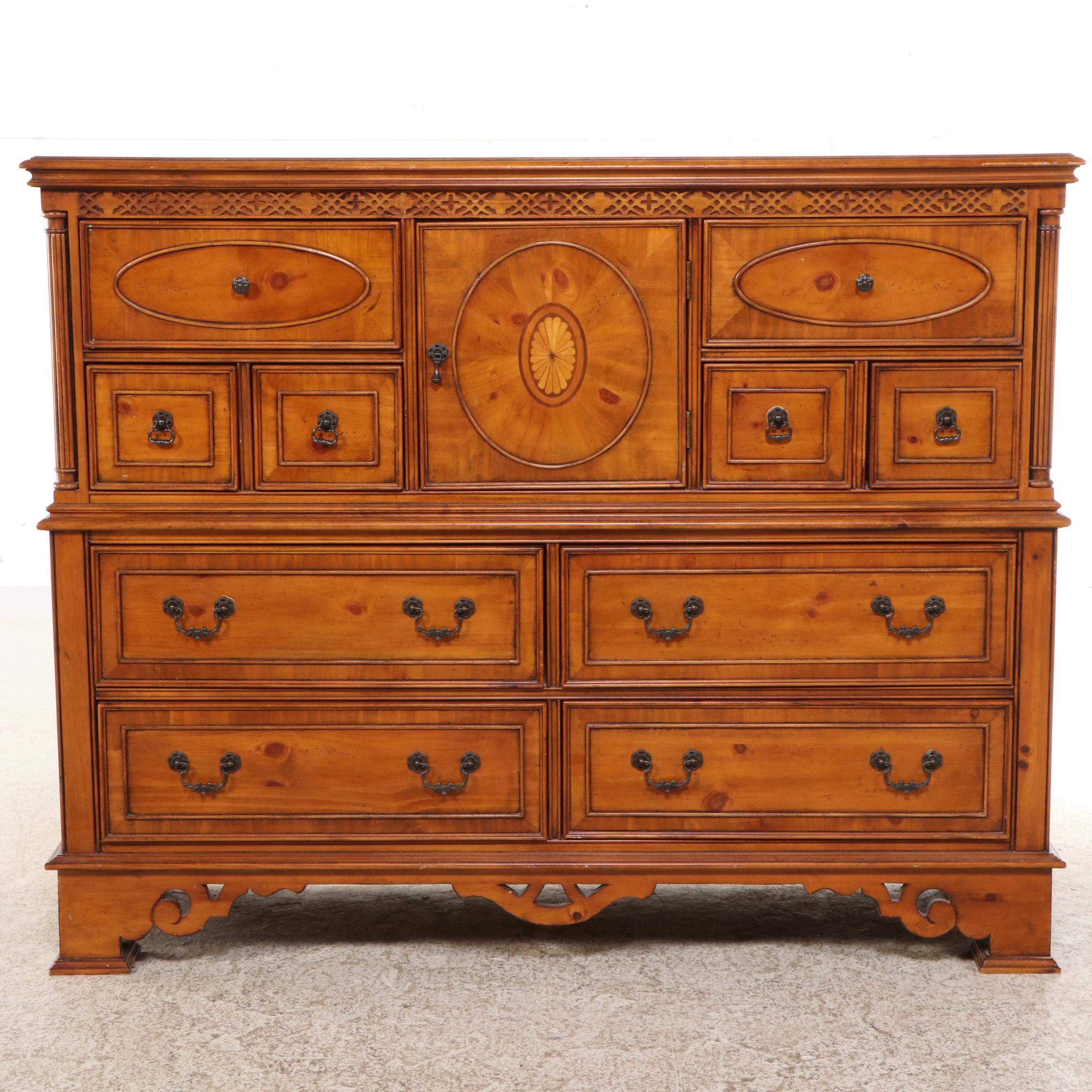 American Signature Regency Style Marquetry Inlaid Dresser