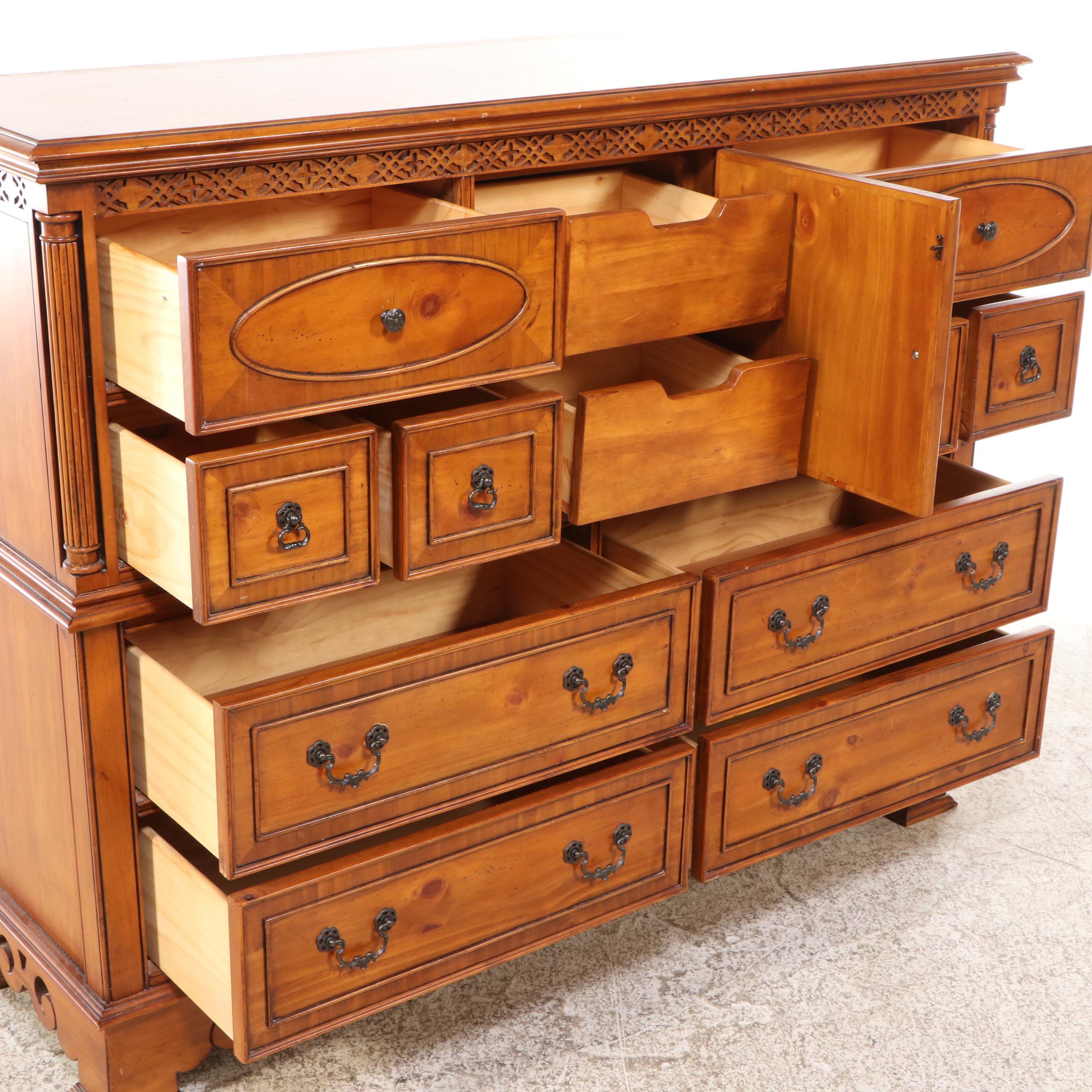 American Signature Regency Style Marquetry Inlaid Dresser