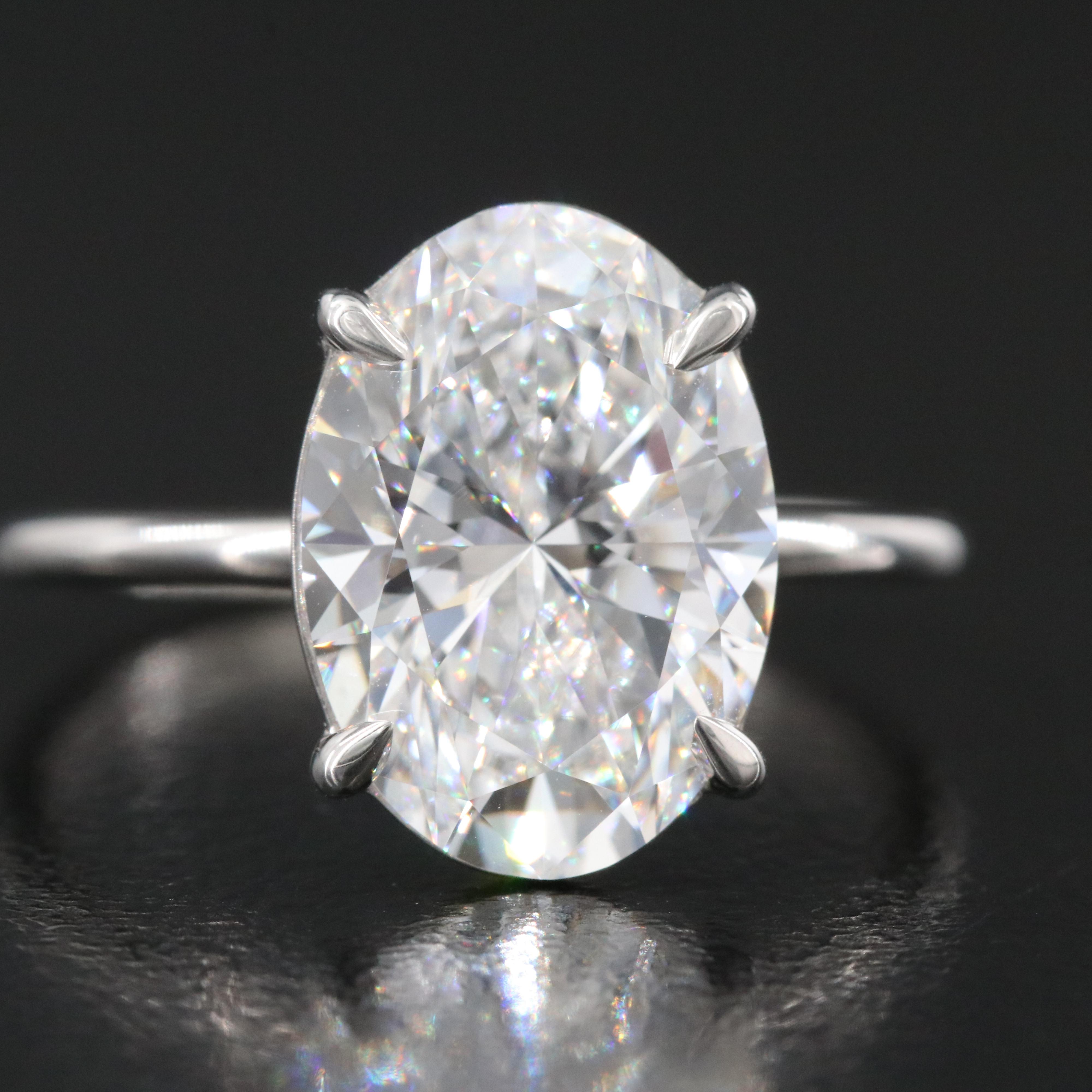 Platinum 4.04 CT Lab Grown Diamond Solitaire Ring with IGI Report