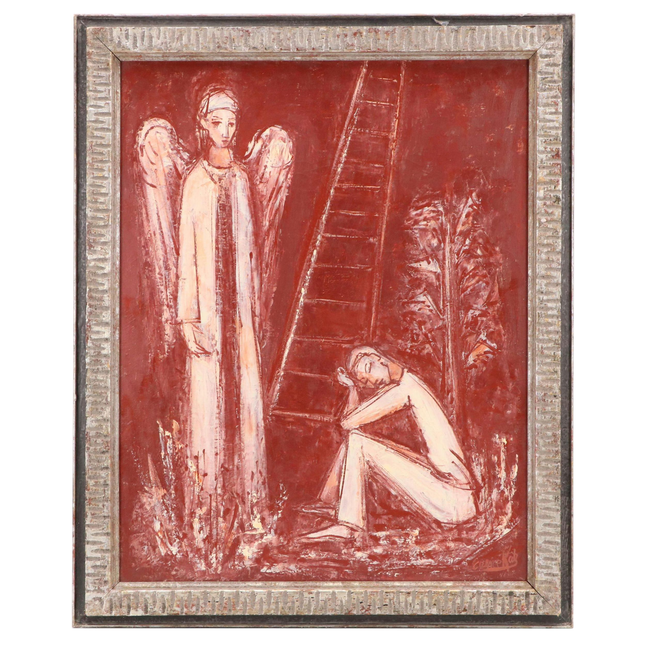 Eunice Katz Modernist Figurative Oil Painting, Mid to Late 20th Century