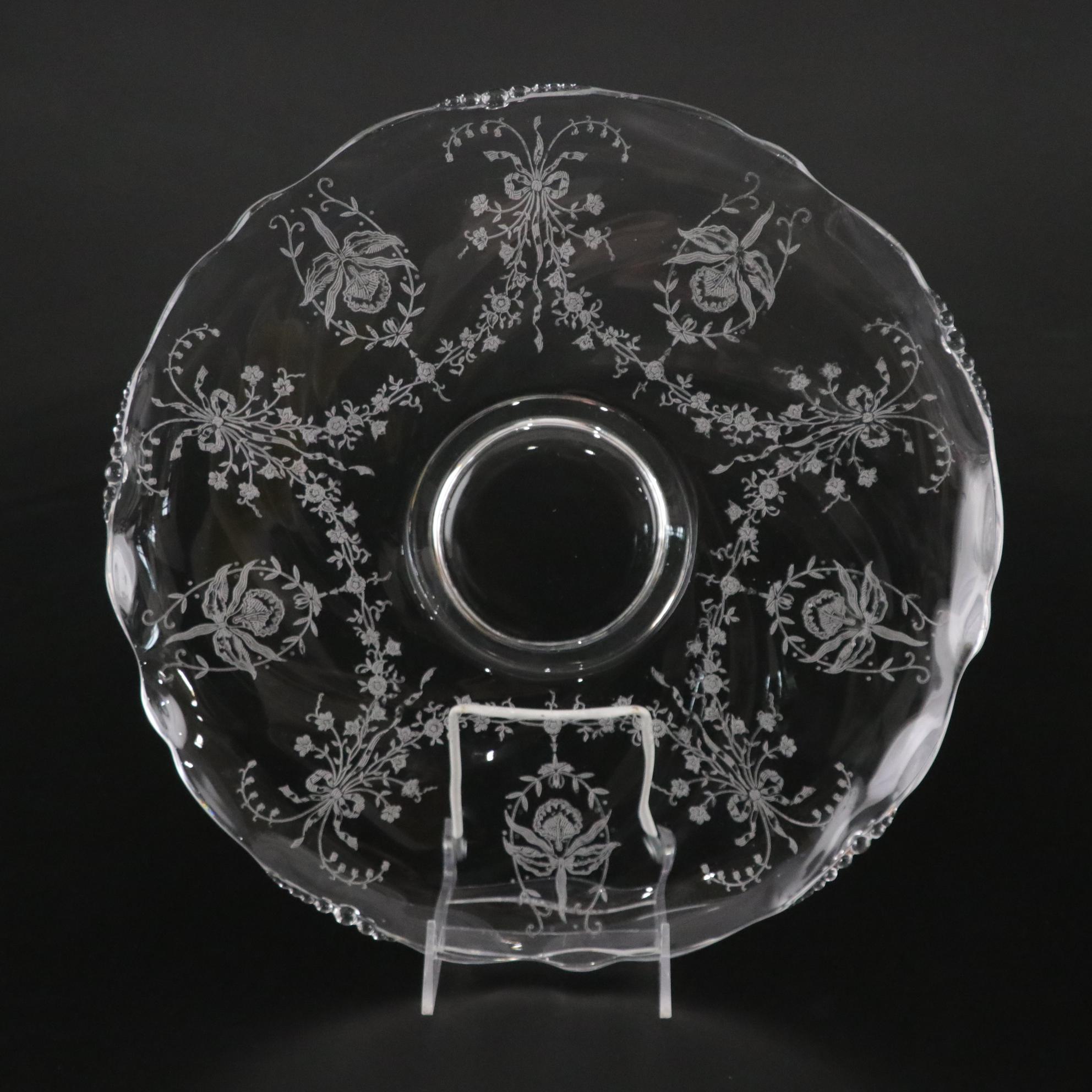 Heisey "Orchid" Serving Pieces and Fostoria "American" Bowls with Other Stands