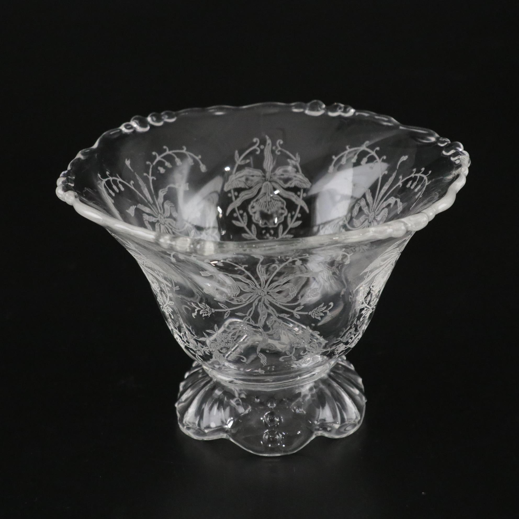 Heisey "Orchid" Serving Pieces and Fostoria "American" Bowls with Other Stands