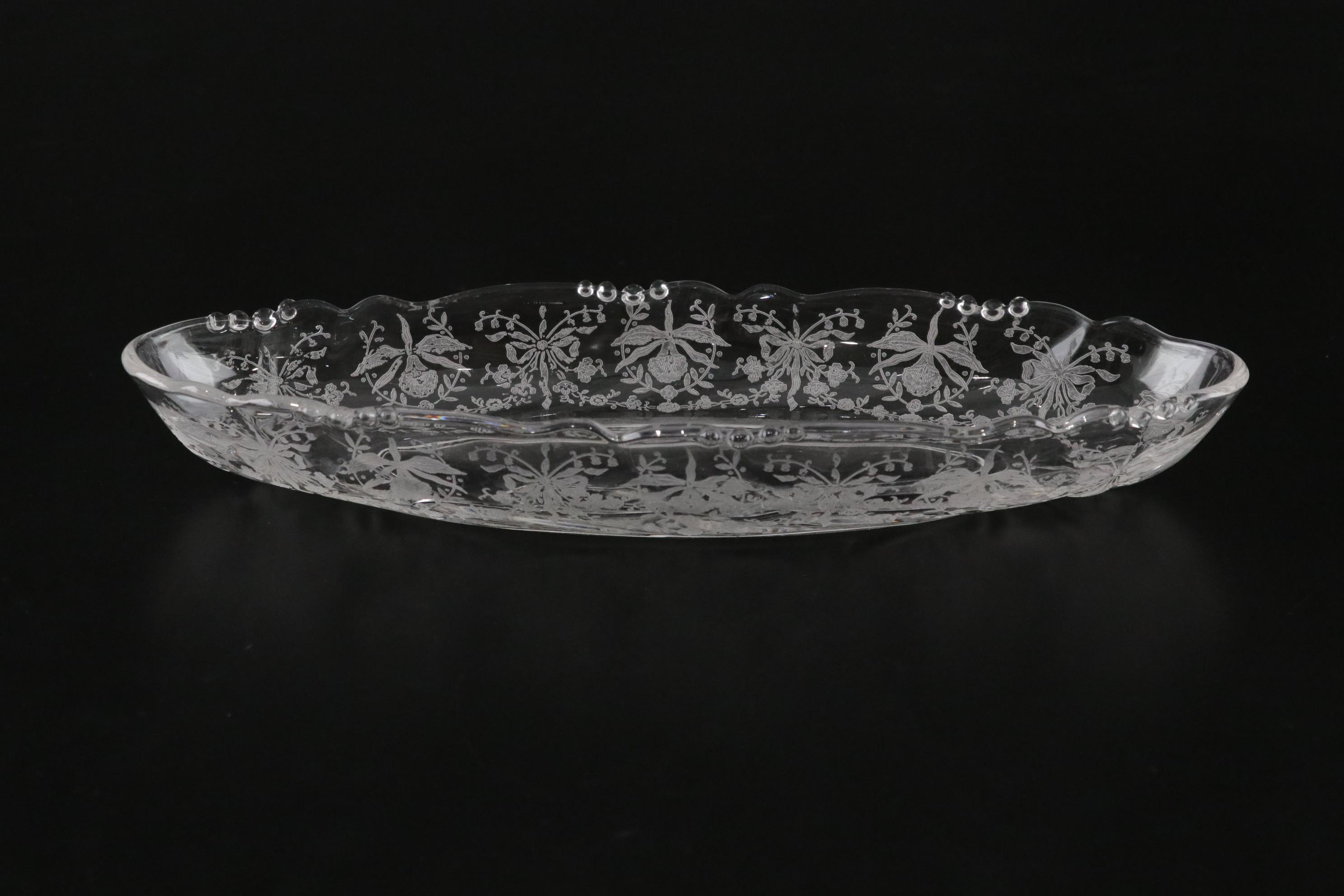 Heisey "Orchid" Serving Pieces and Fostoria "American" Bowls with Other Stands