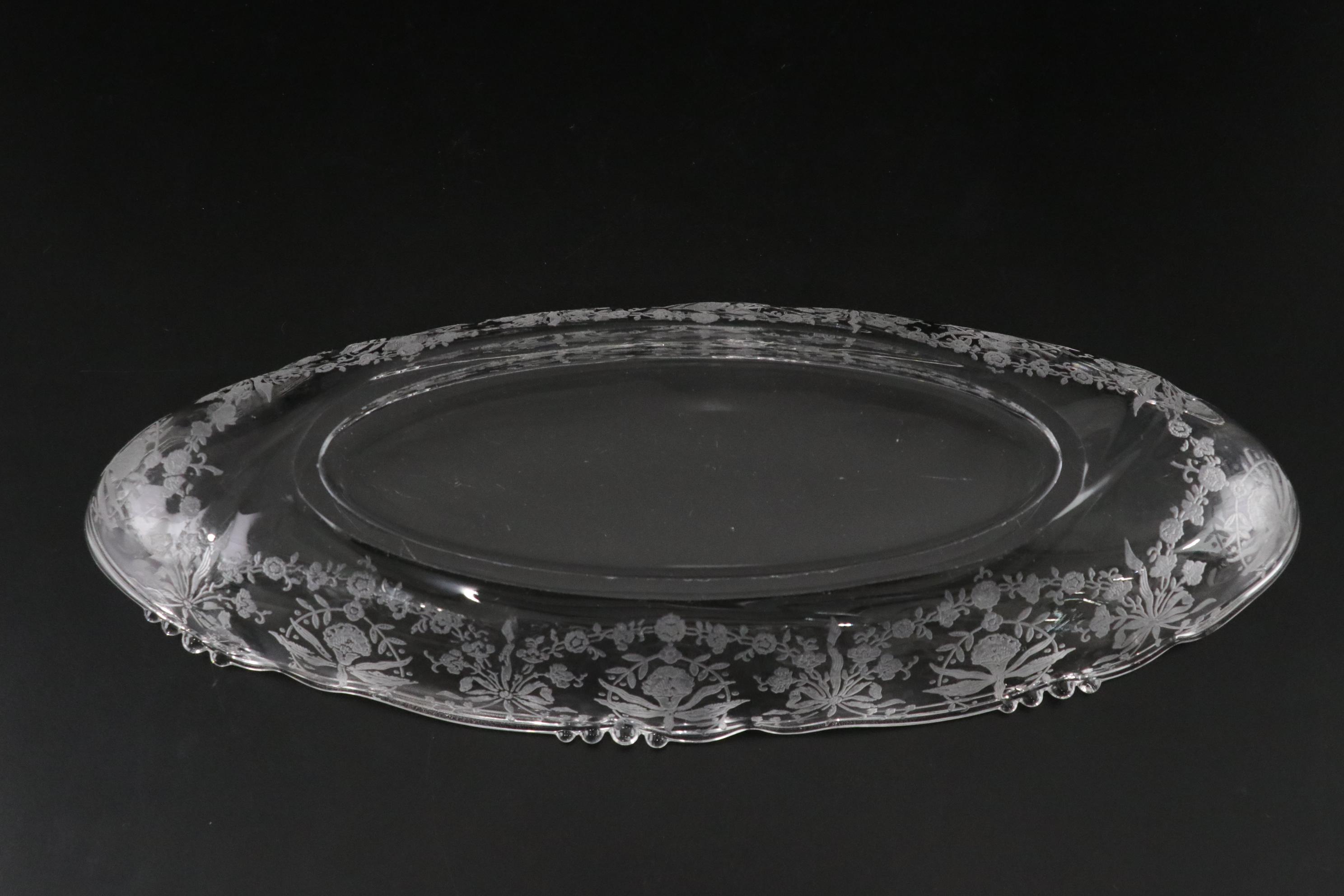 Heisey "Orchid" Serving Pieces and Fostoria "American" Bowls with Other Stands