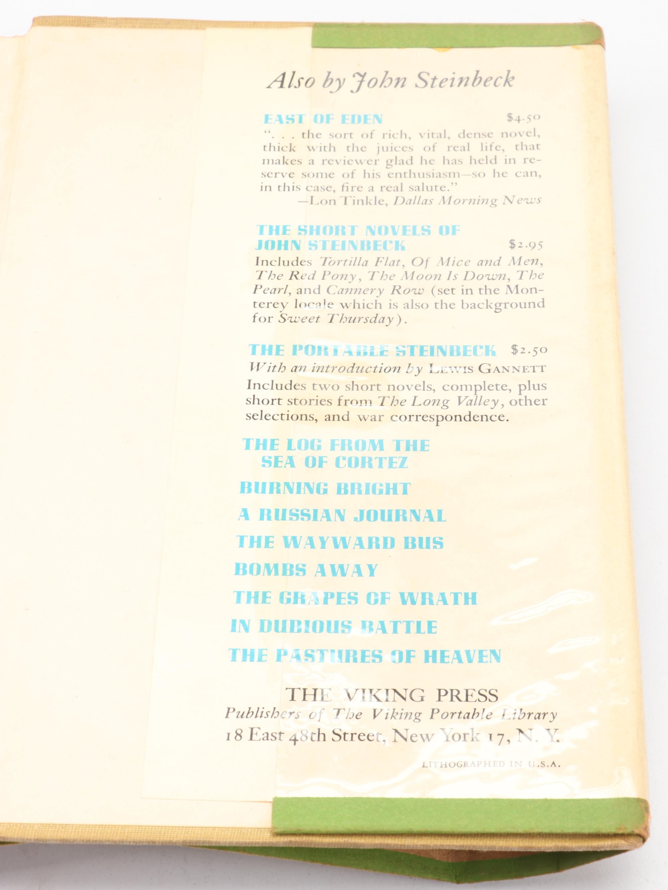 First Edition, First Printing "Sweet Thursday" by John Steinbeck, 1954