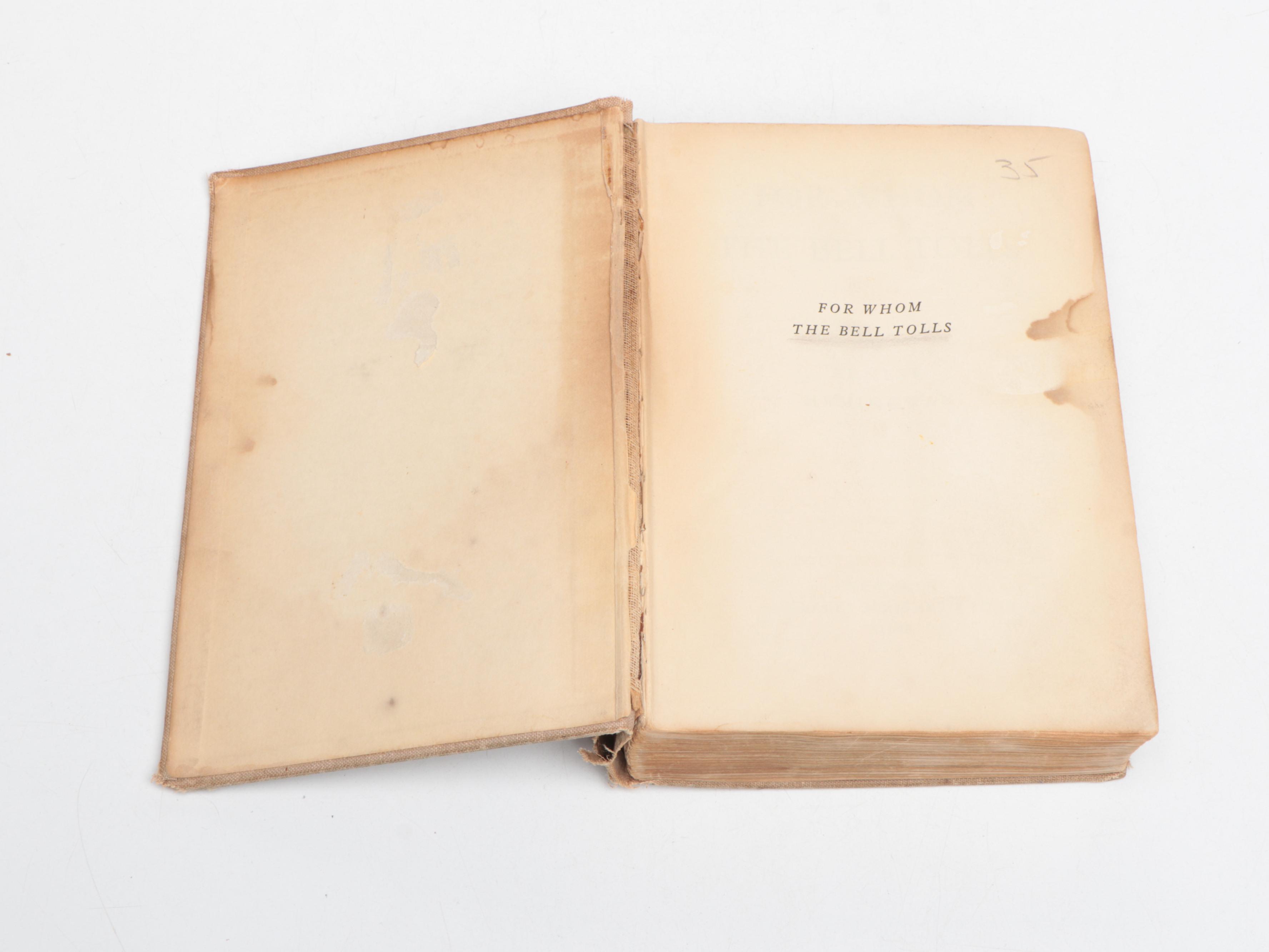 First Printing "For Whom the Bell Tolls" by Ernest Hemingway, 1940