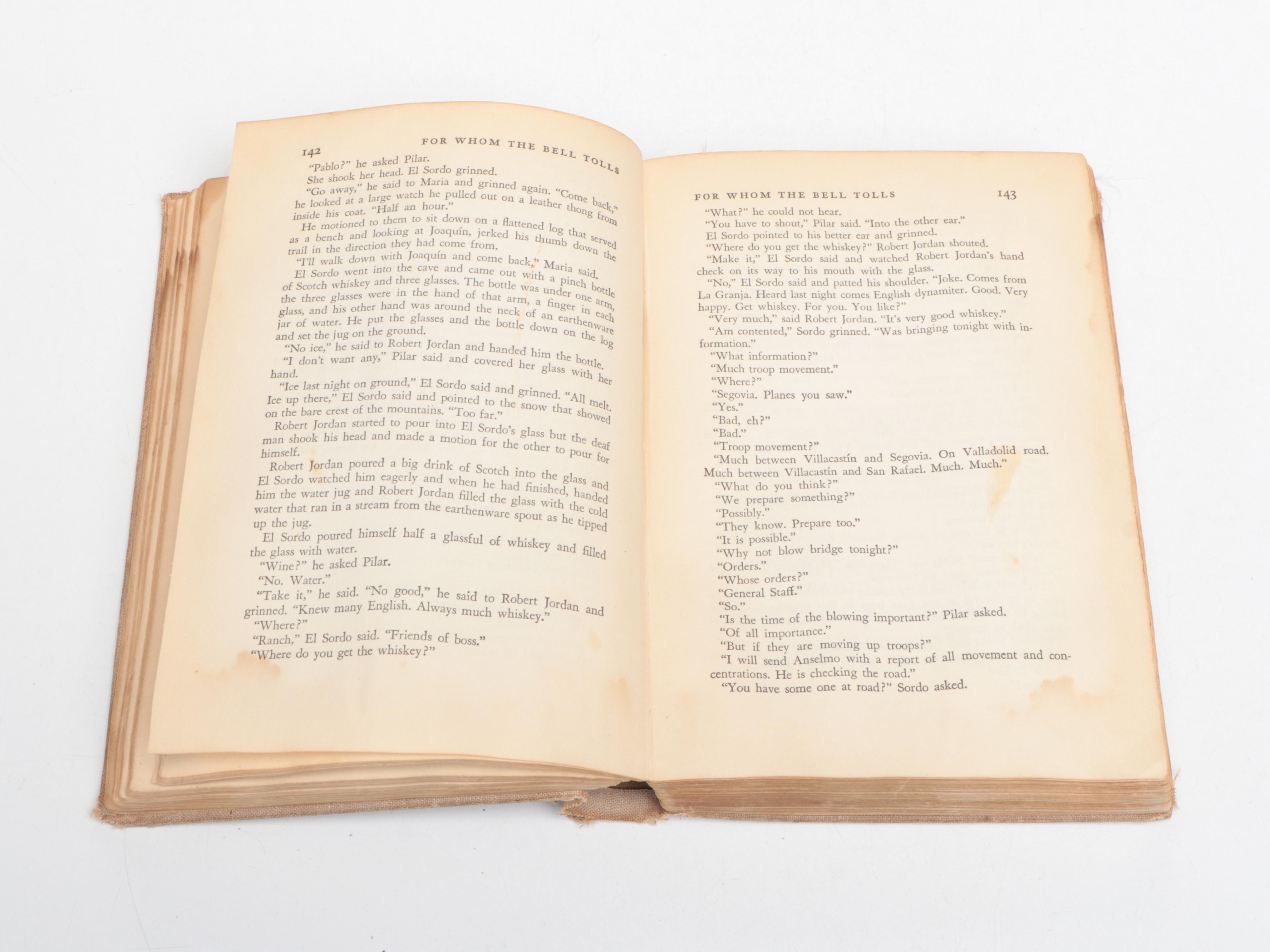 First Printing "For Whom the Bell Tolls" by Ernest Hemingway, 1940