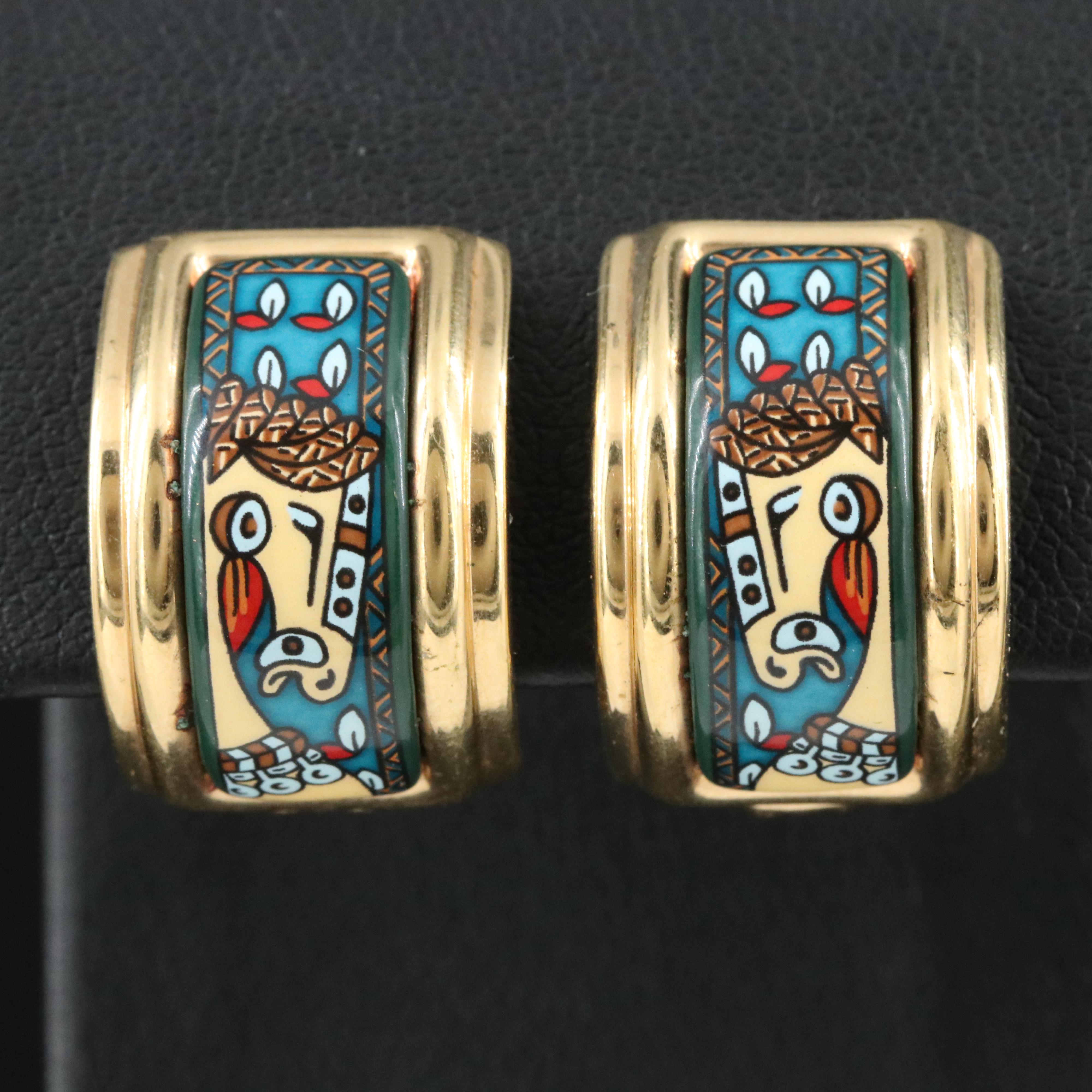 Hermès Enamel Clip Earrings
