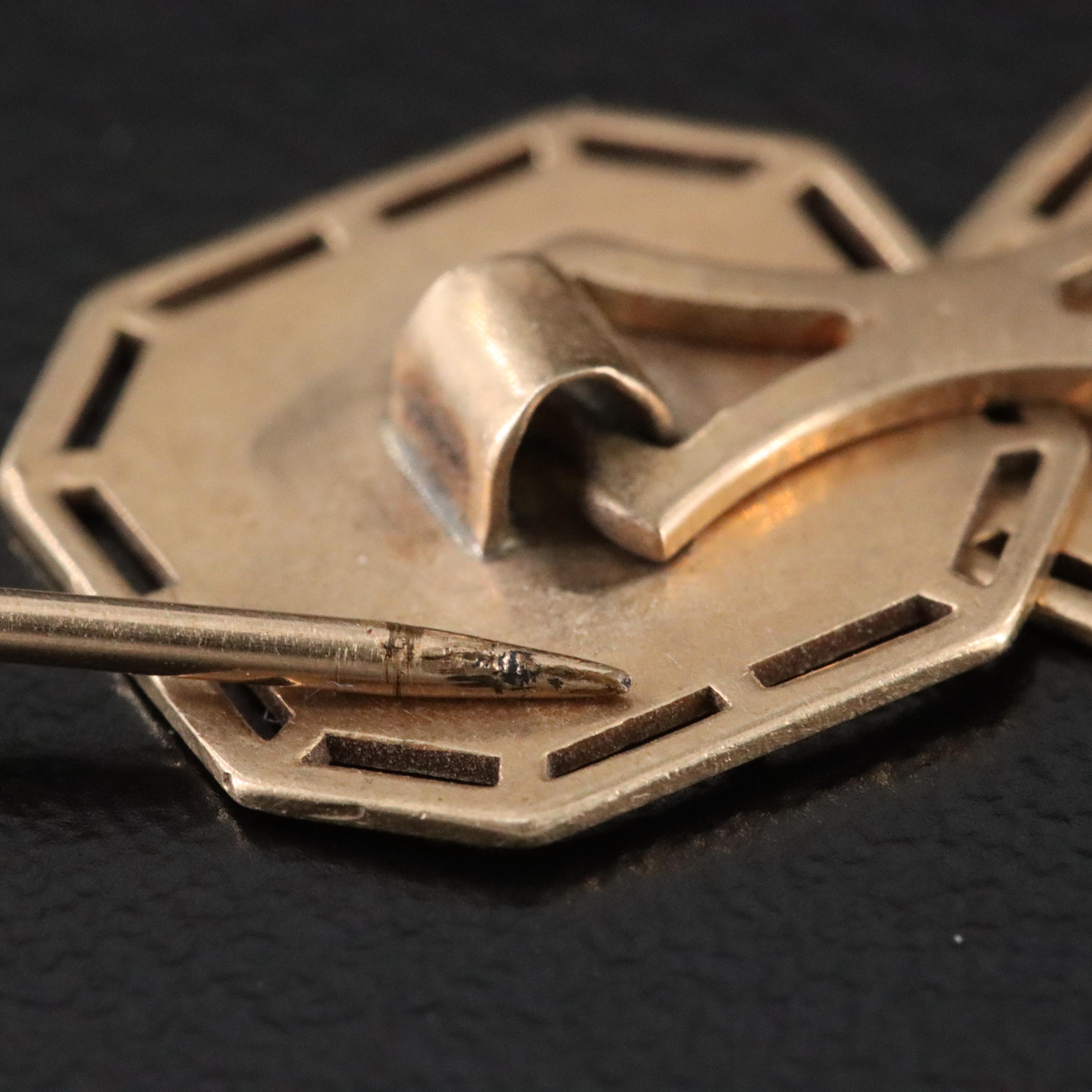 Scrap Vintage 10K Stick Pin and Cufflinks with Obsidian and Glass