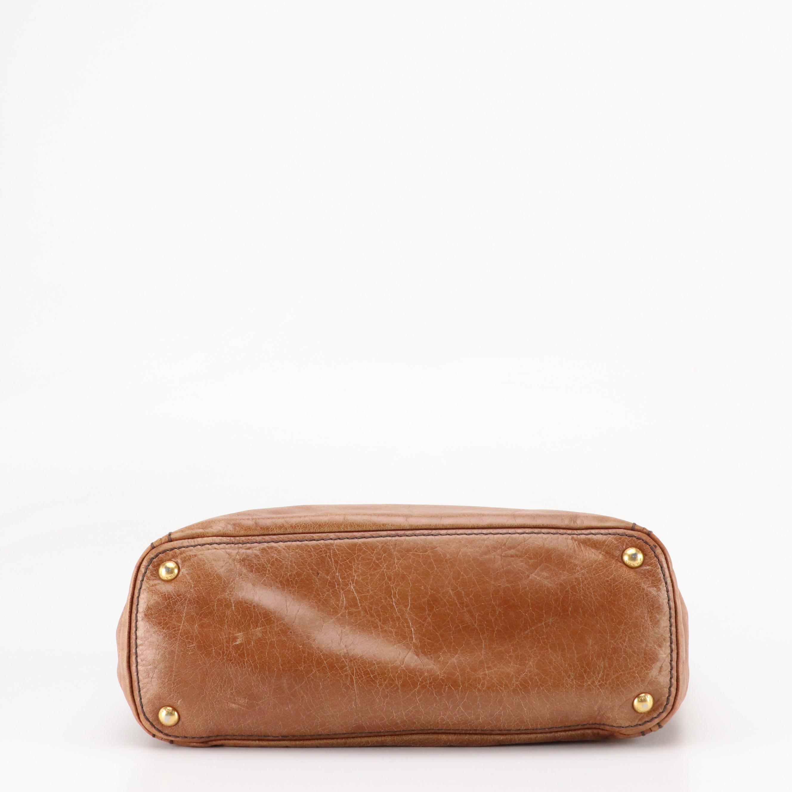 Prada Distressed Brown Leather Two-Way Tote