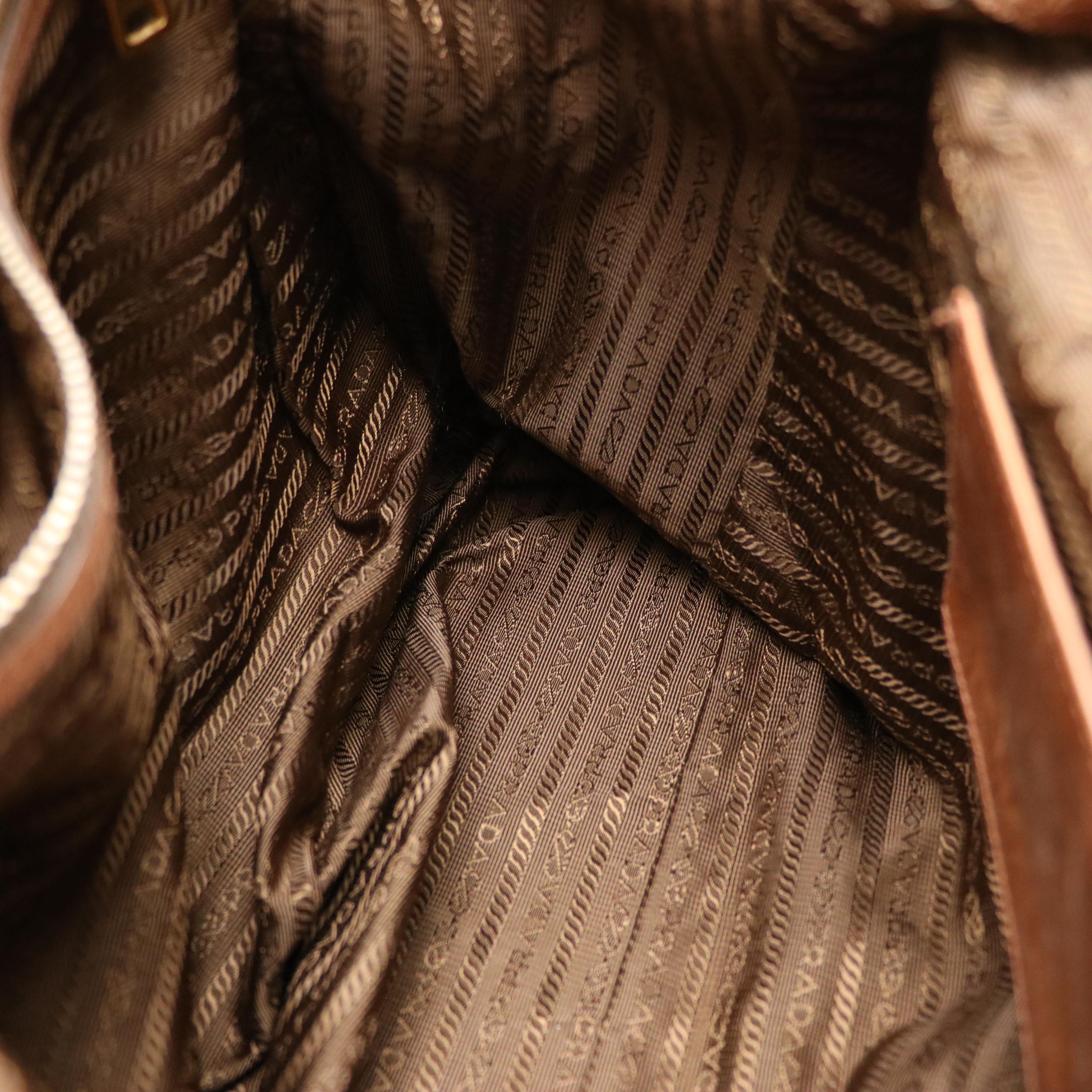 Prada Distressed Brown Leather Two-Way Tote