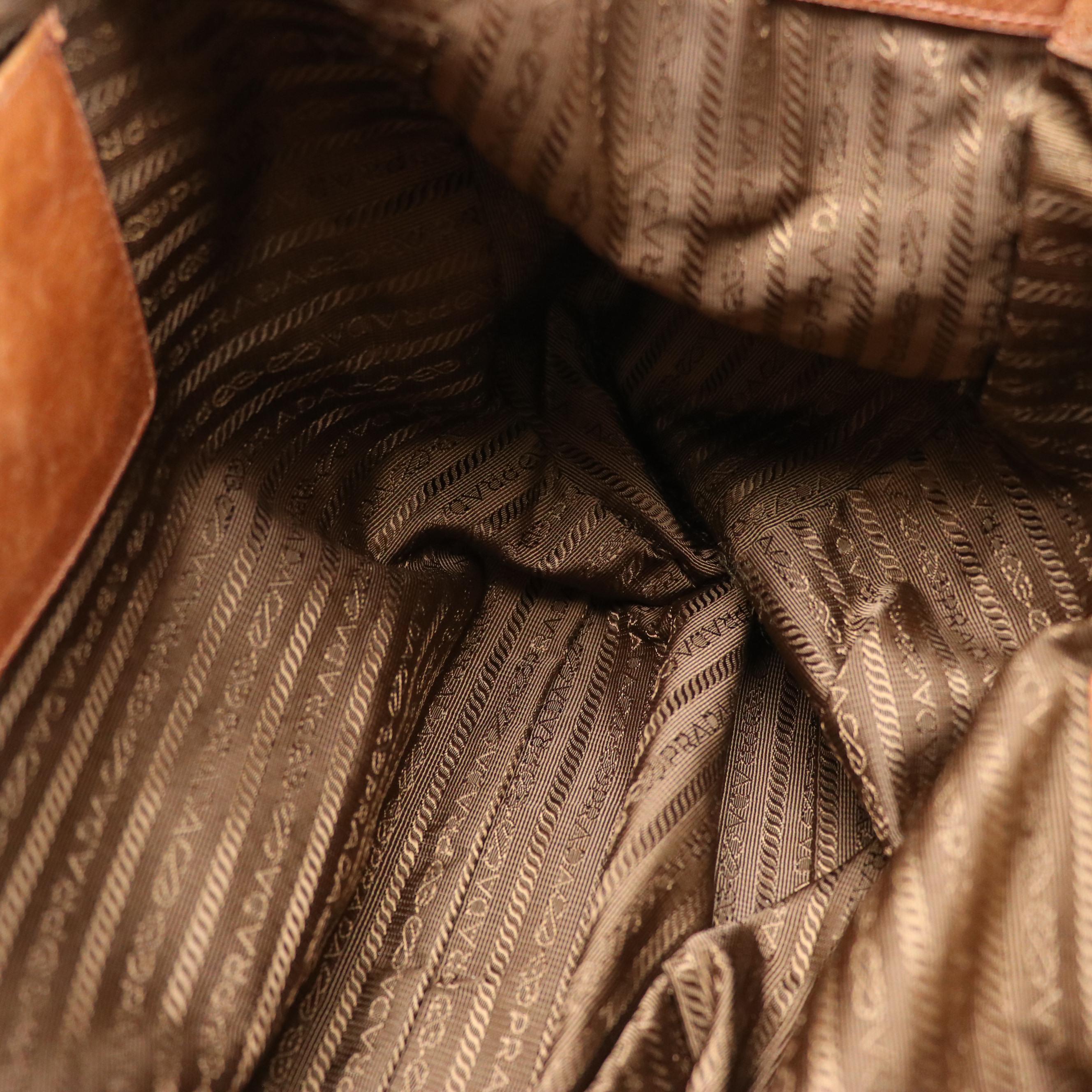 Prada Distressed Brown Leather Two-Way Tote