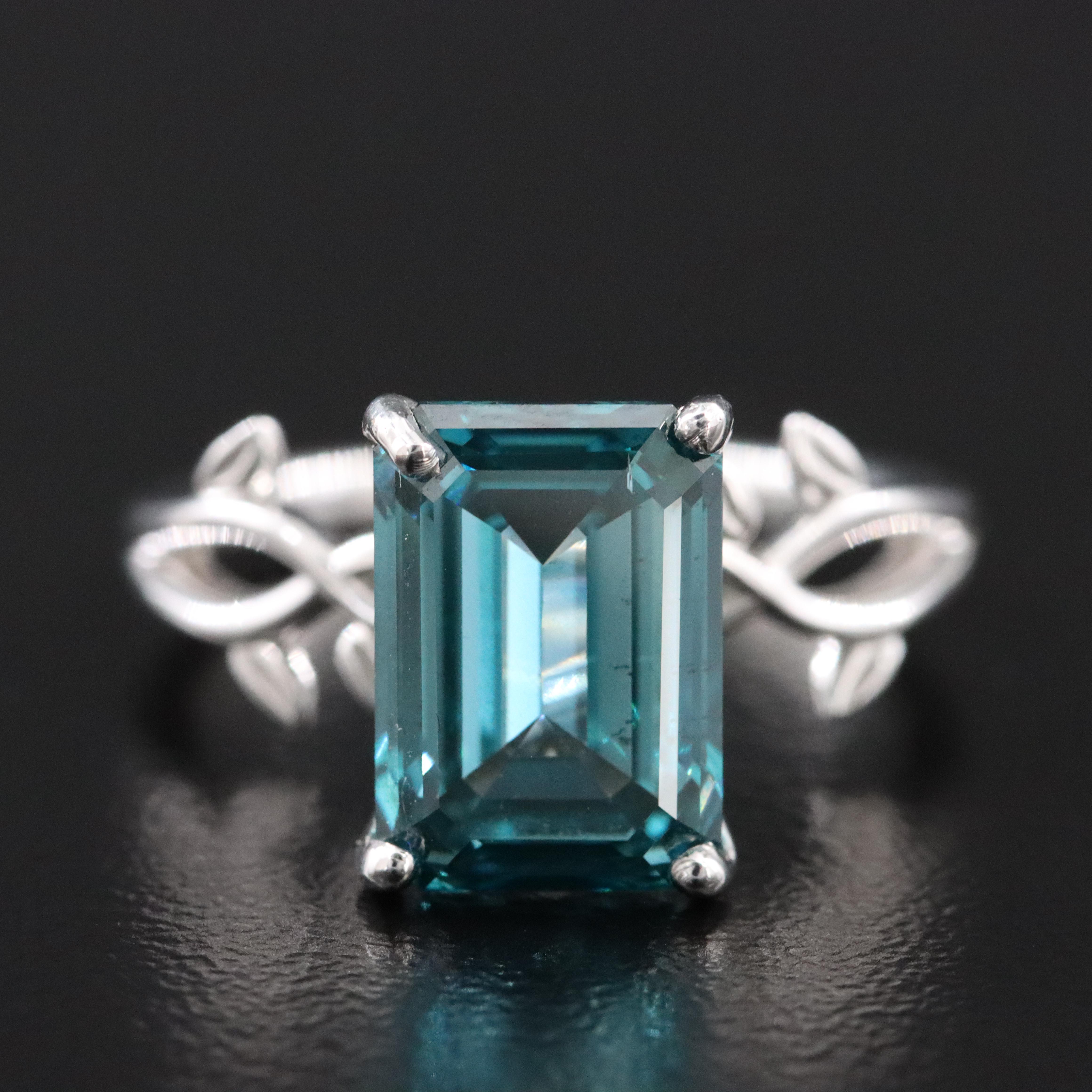 14K 4.02 CT Fancy Lab Grown Diamond Solitaire Ring with Digital GIA Report