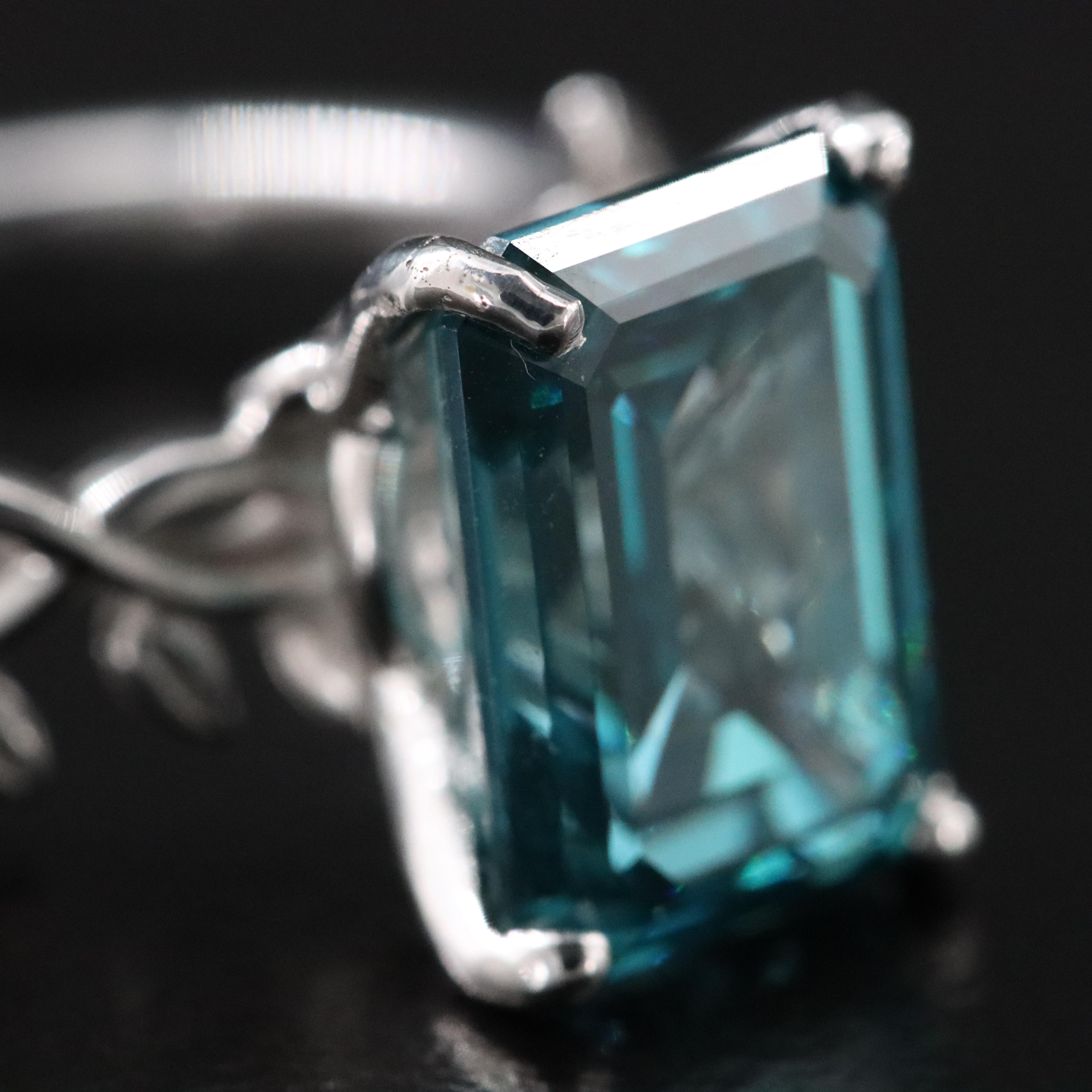 14K 4.02 CT Fancy Lab Grown Diamond Solitaire Ring with Digital GIA Report