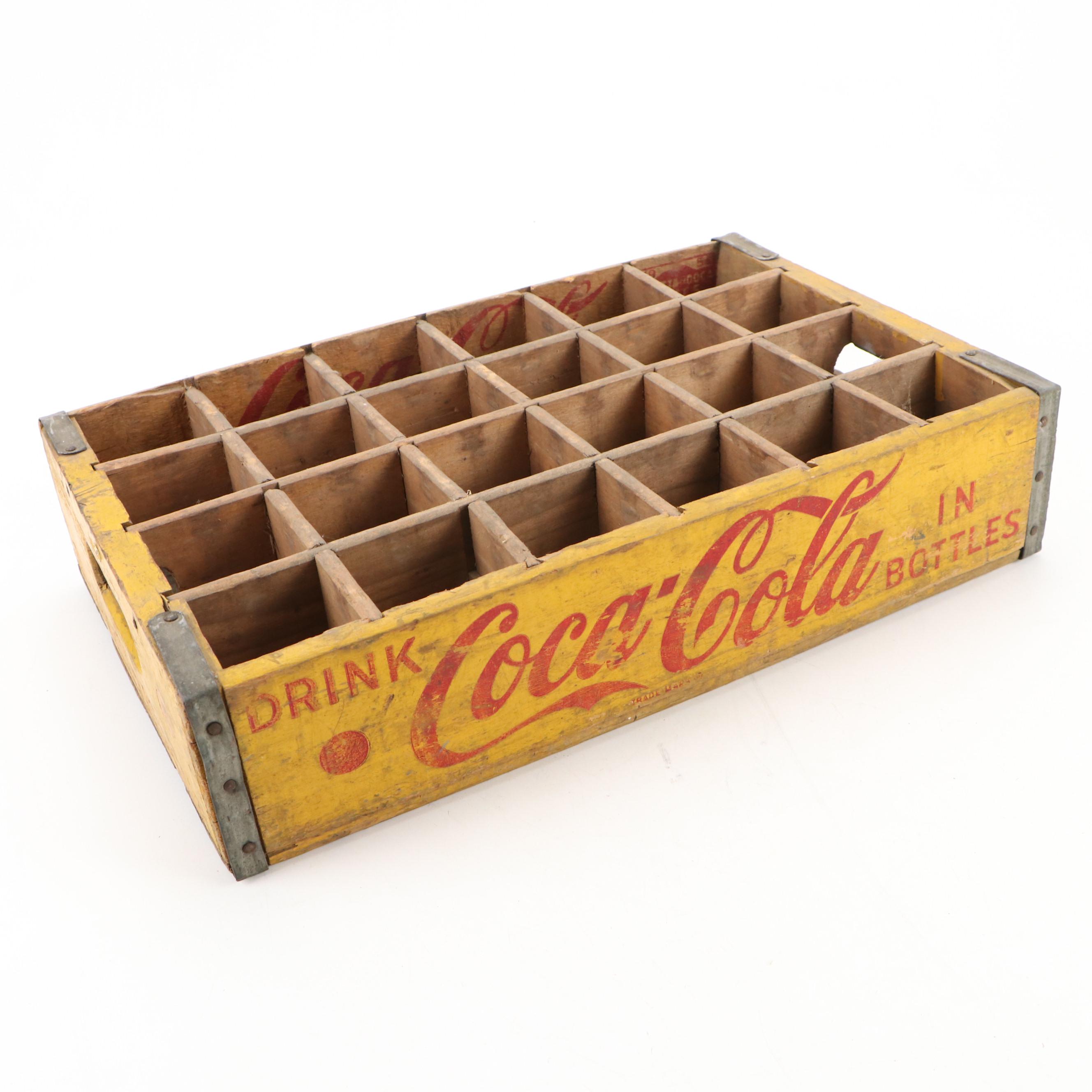 Pair of Schweppes and Coca Cola Crates with R.G. Dun Cigar Box and Clothespins