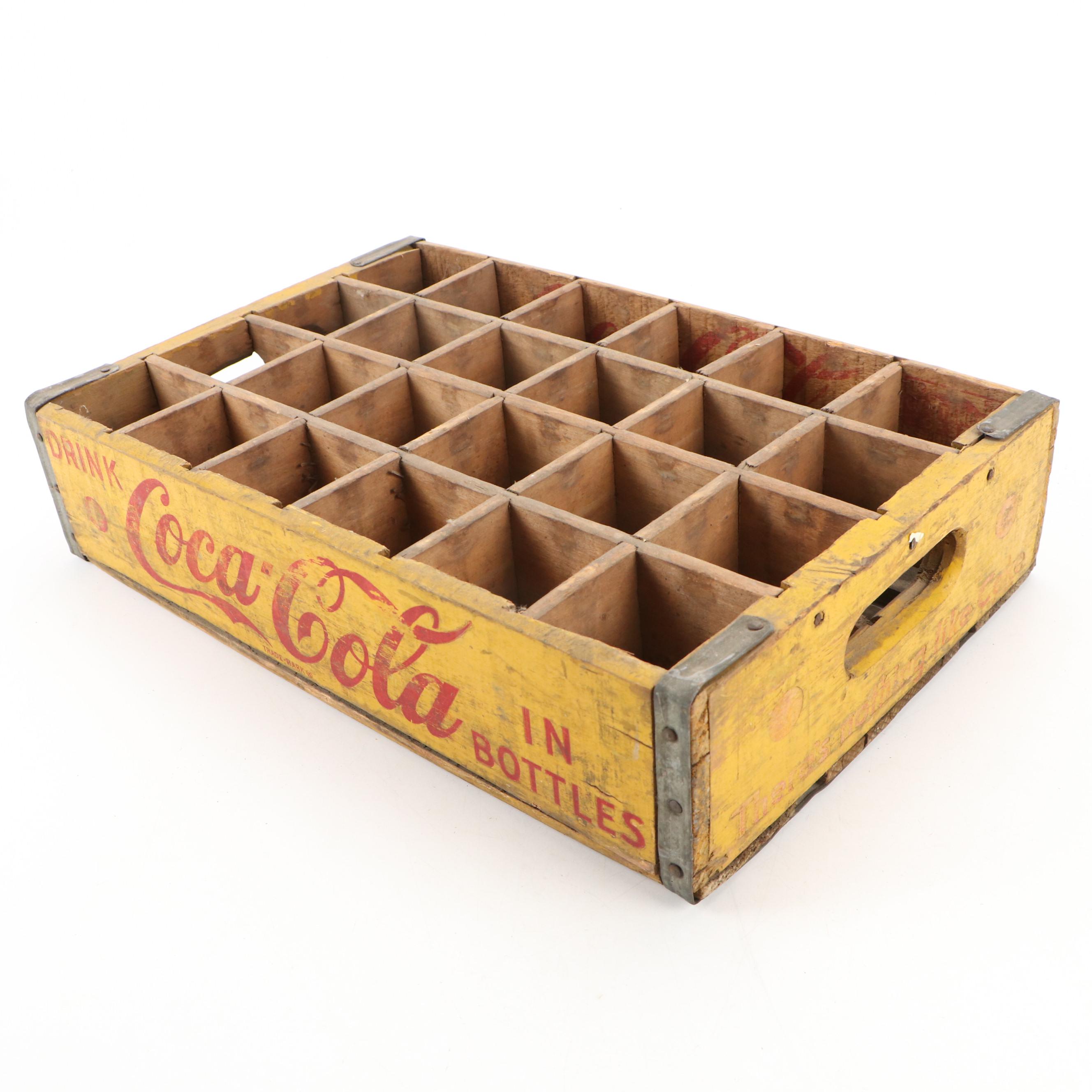 Pair of Schweppes and Coca Cola Crates with R.G. Dun Cigar Box and Clothespins