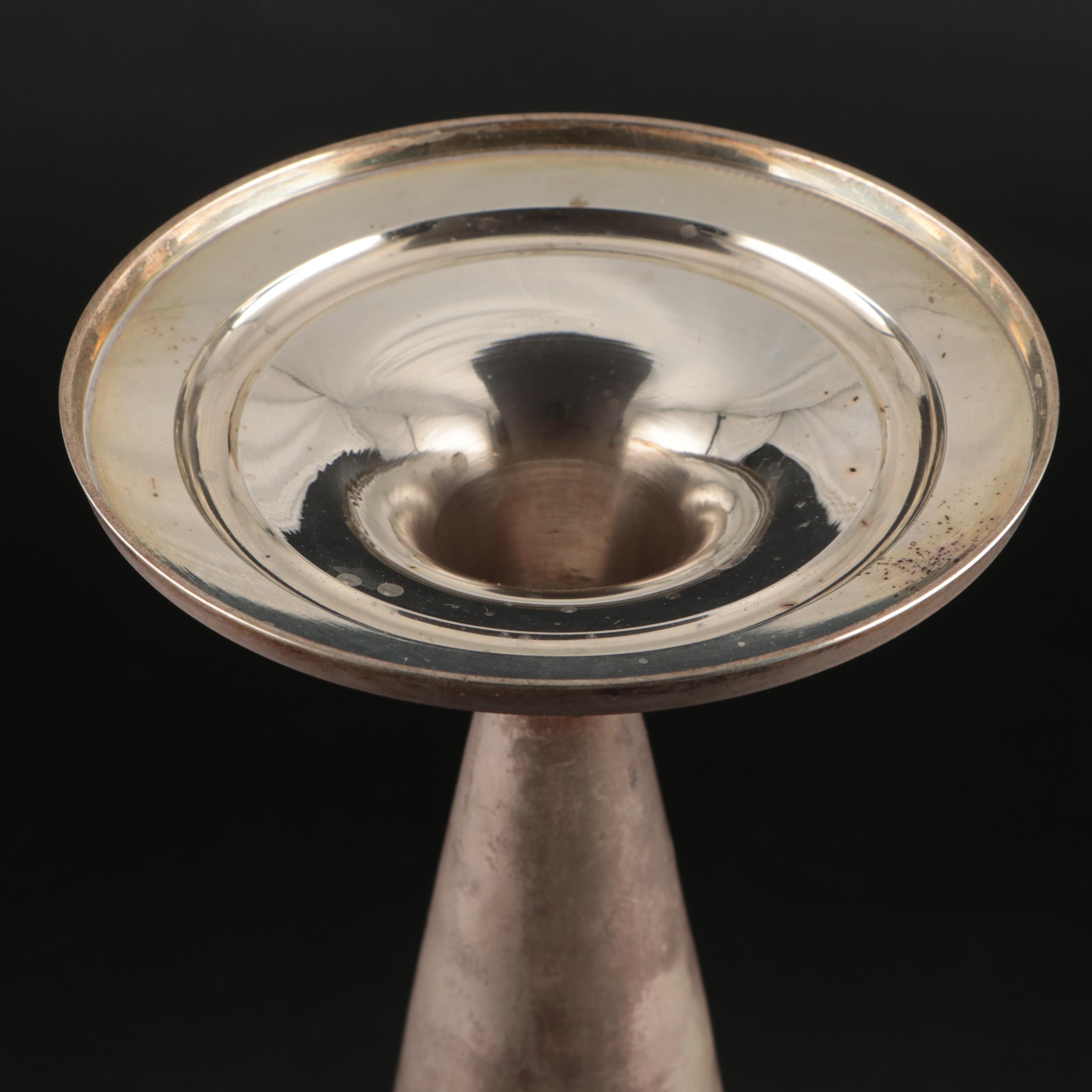 Trumpet Vase with Other Silver Plate Serving Pieces, 20th Century
