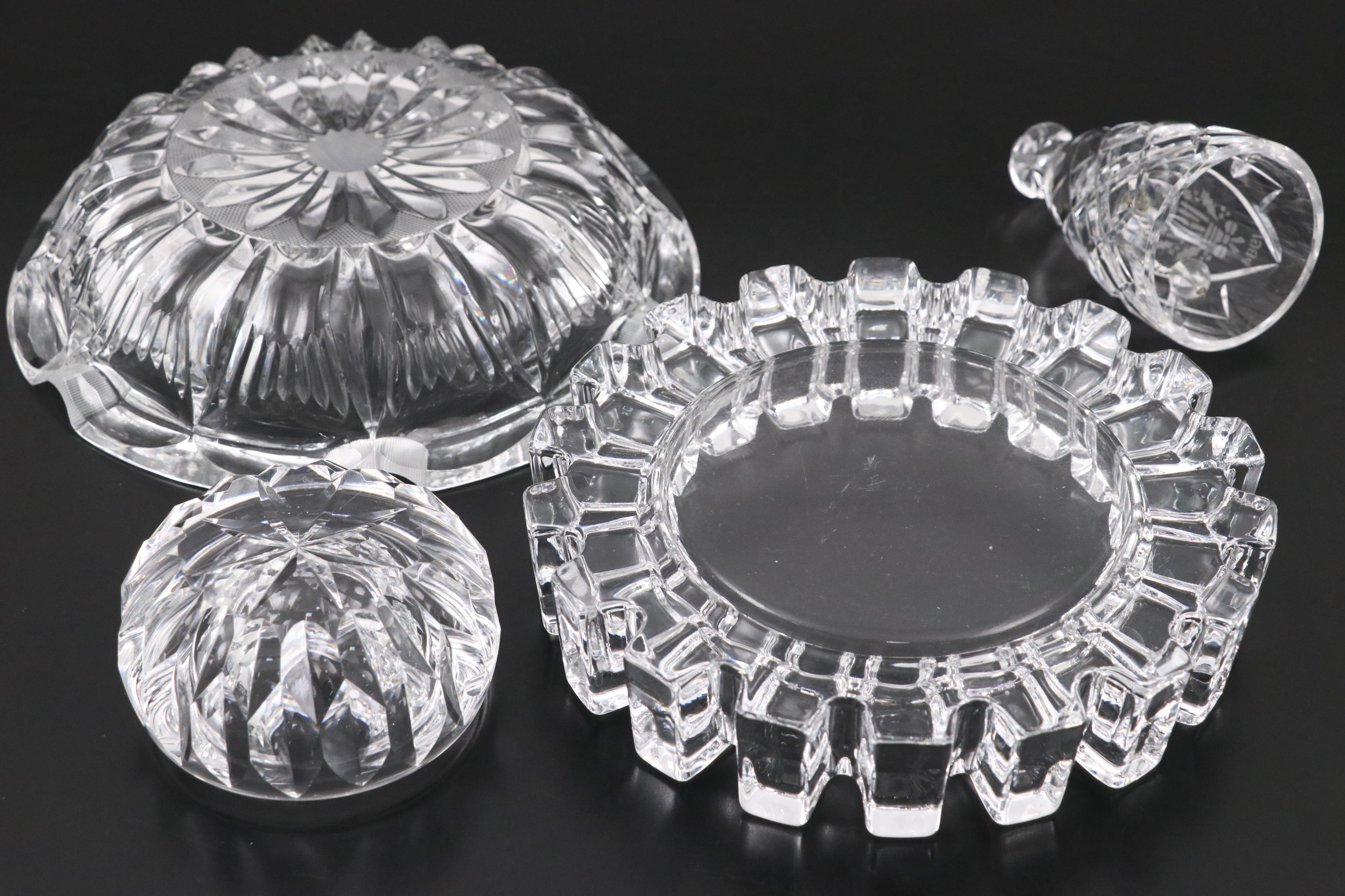 Waterford Crystal Bell and Ashtray with Blue and White Ceramic Home Décor