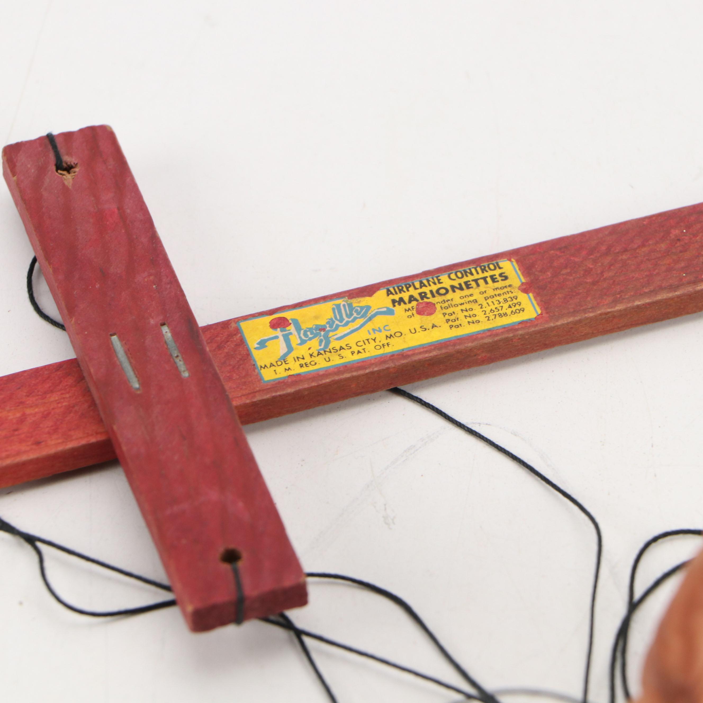 Hazelle Composite Airplane Control Marionette, Mid-20th Century