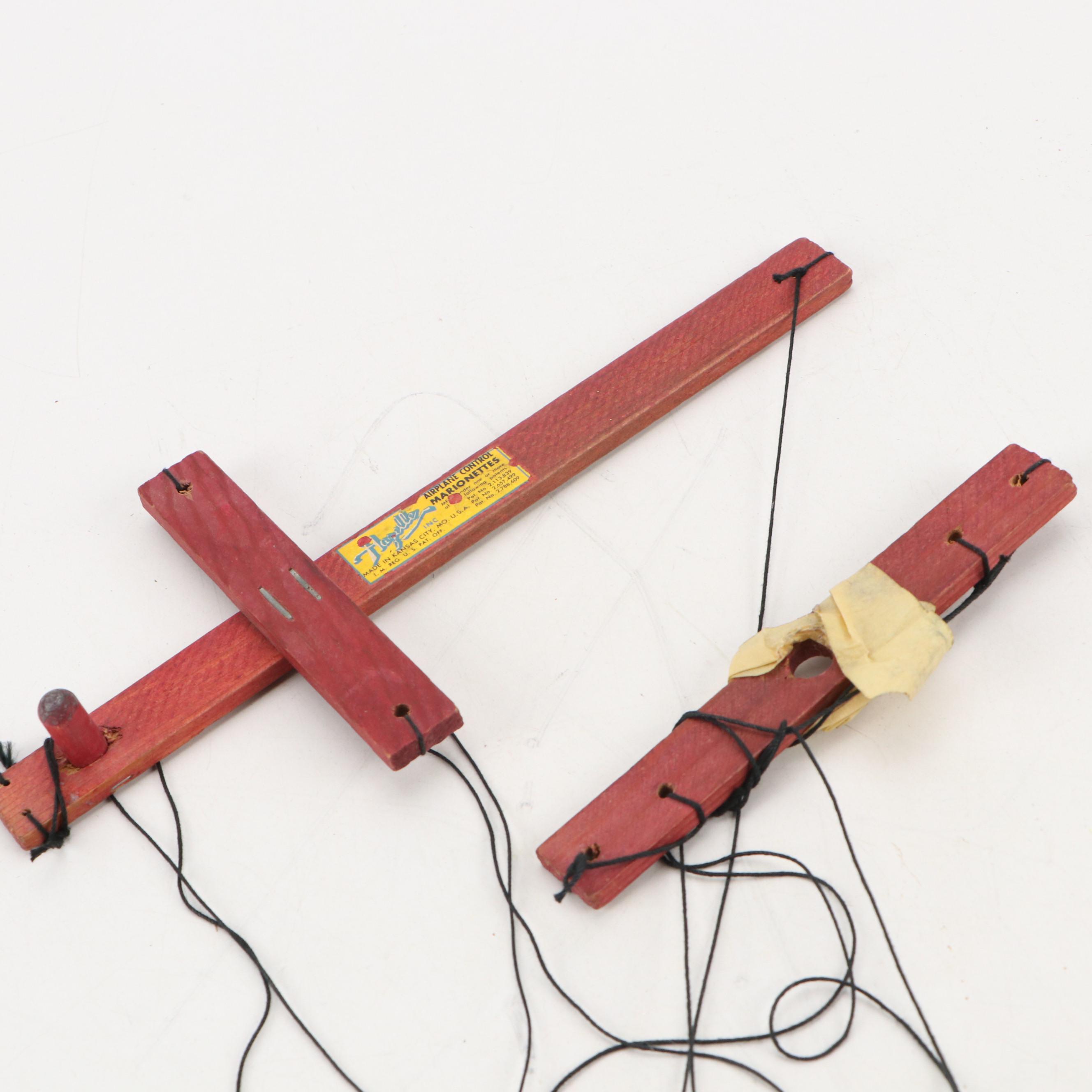Hazelle Composite Airplane Control Marionette, Mid-20th Century