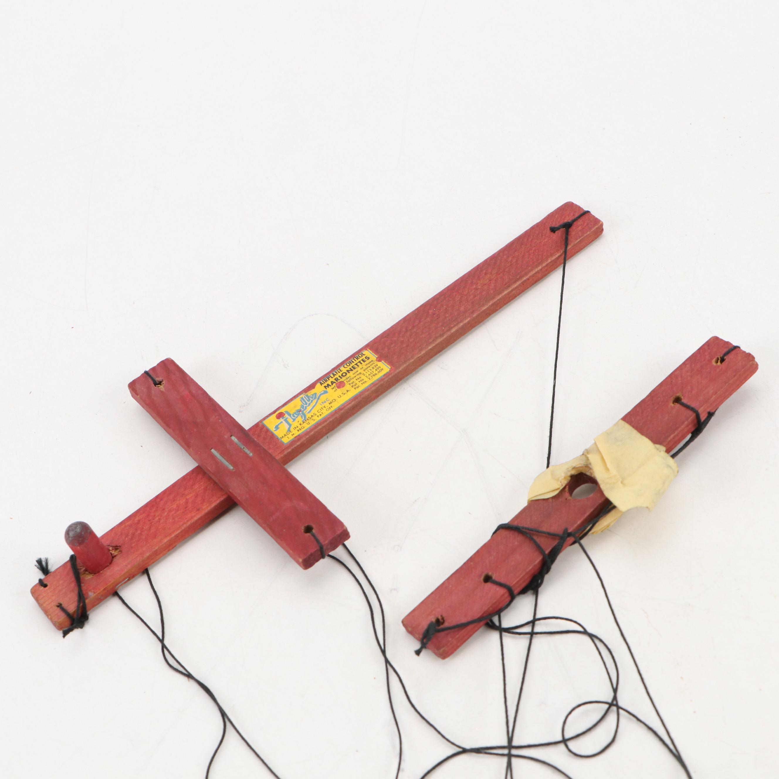 Hazelle Composite Airplane Control Marionette, Mid-20th Century