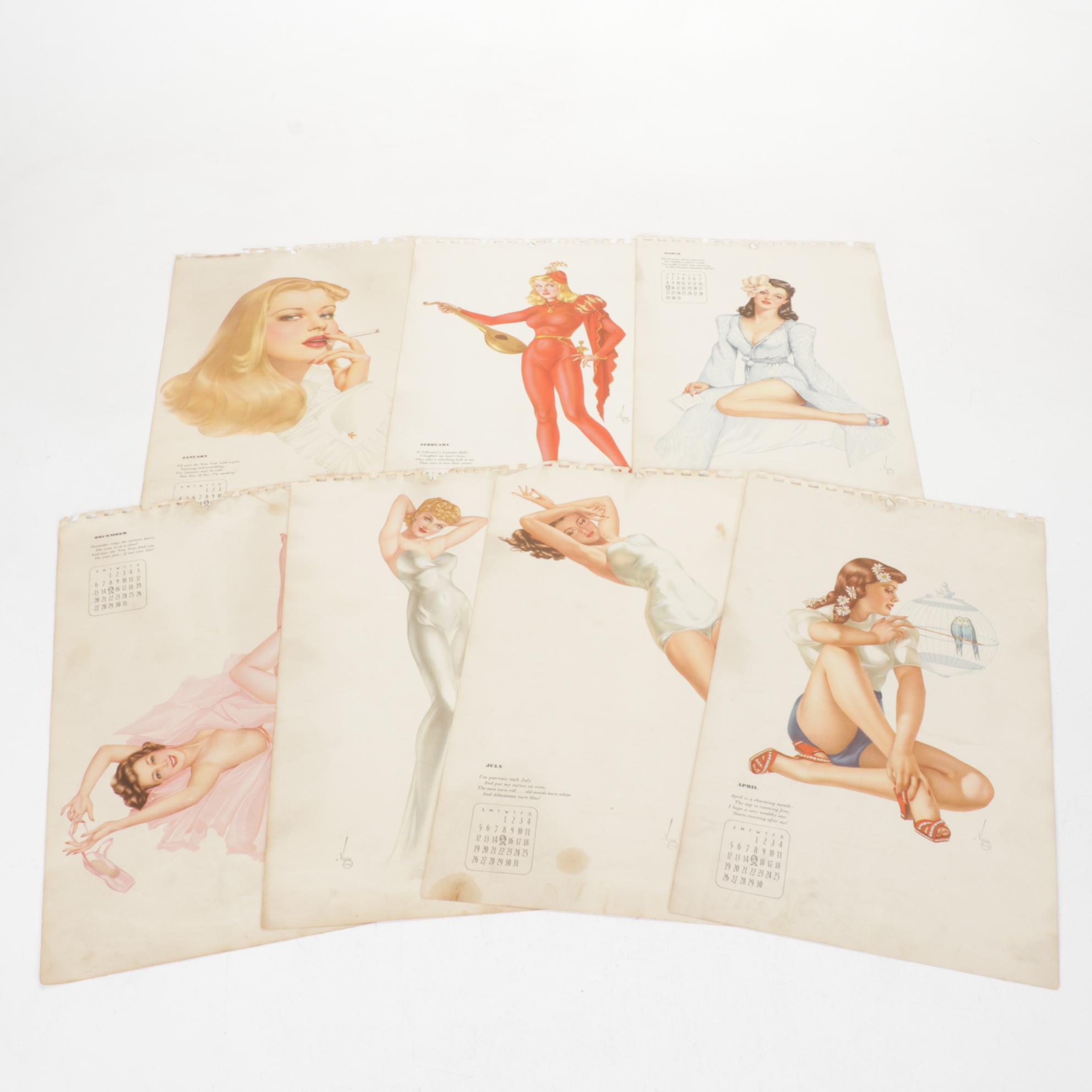 Esquire Magazine Pin-Up Calendars & Adverts, 1940s