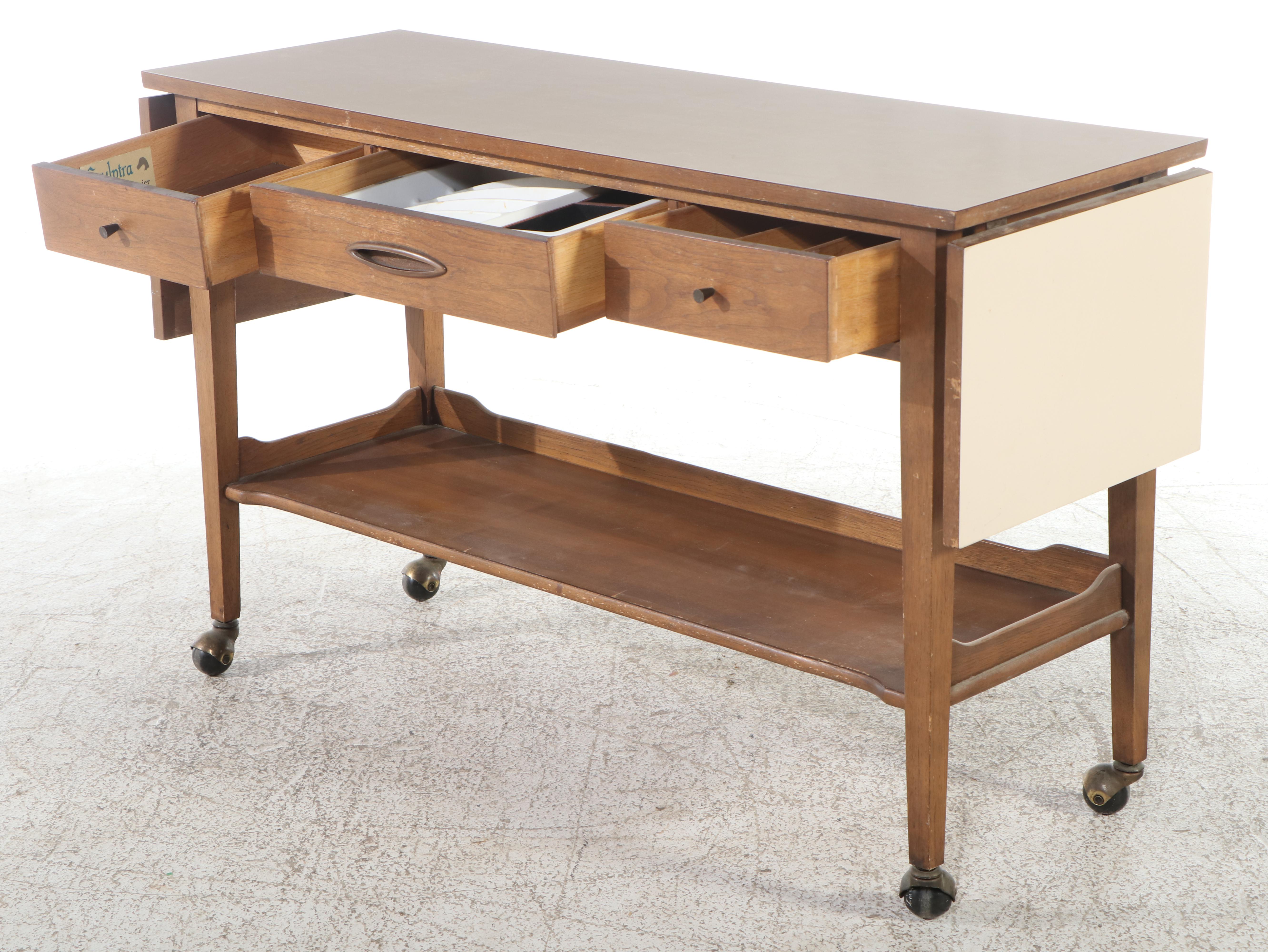 Broyhill Premier "Sculptra" Walnut Drop Leaf Server, Mid-20th Century