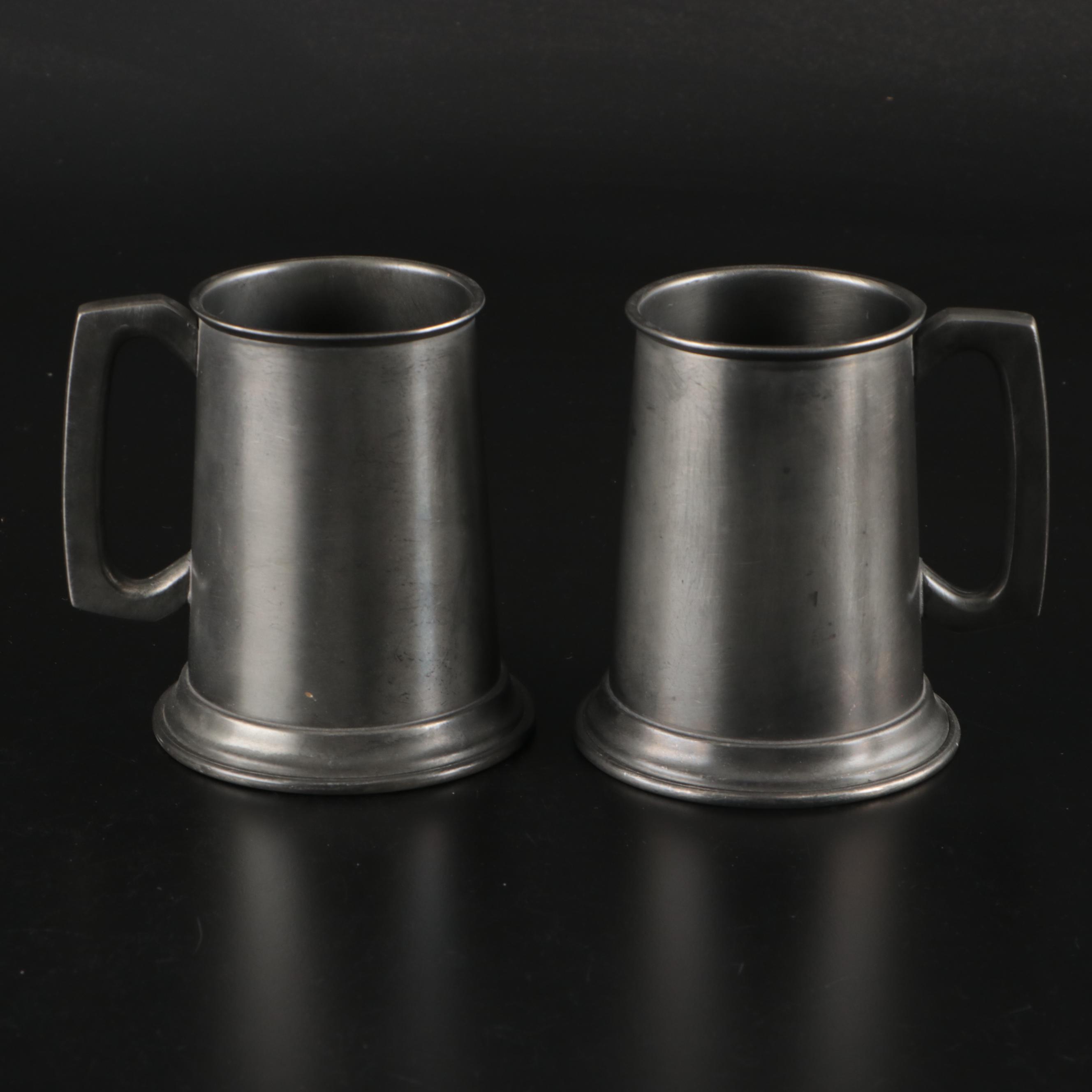 Regal Silver Puss n Boots Silver Plate Spoon with Pewter Beer Mugs and Porringer