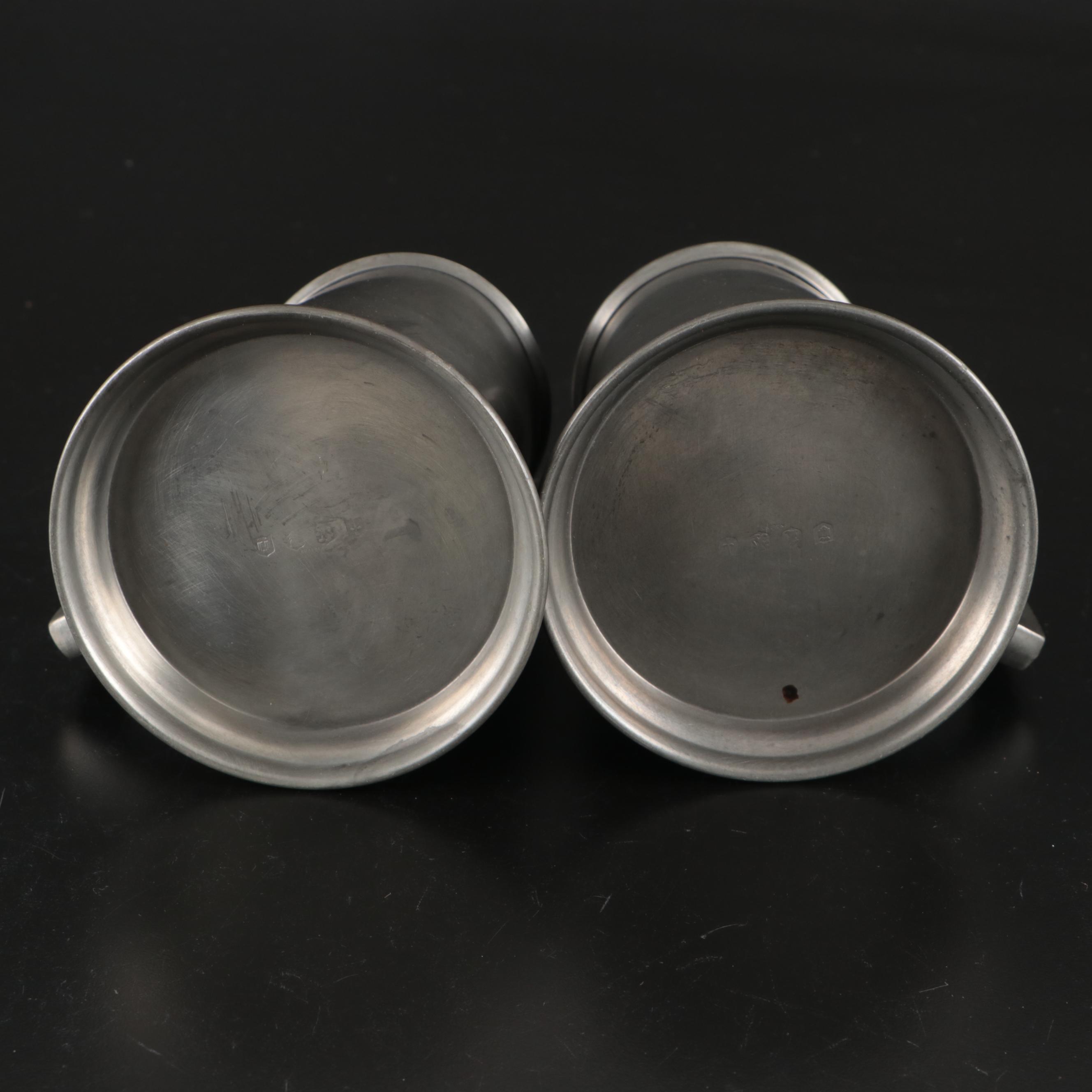 Regal Silver Puss n Boots Silver Plate Spoon with Pewter Beer Mugs and Porringer