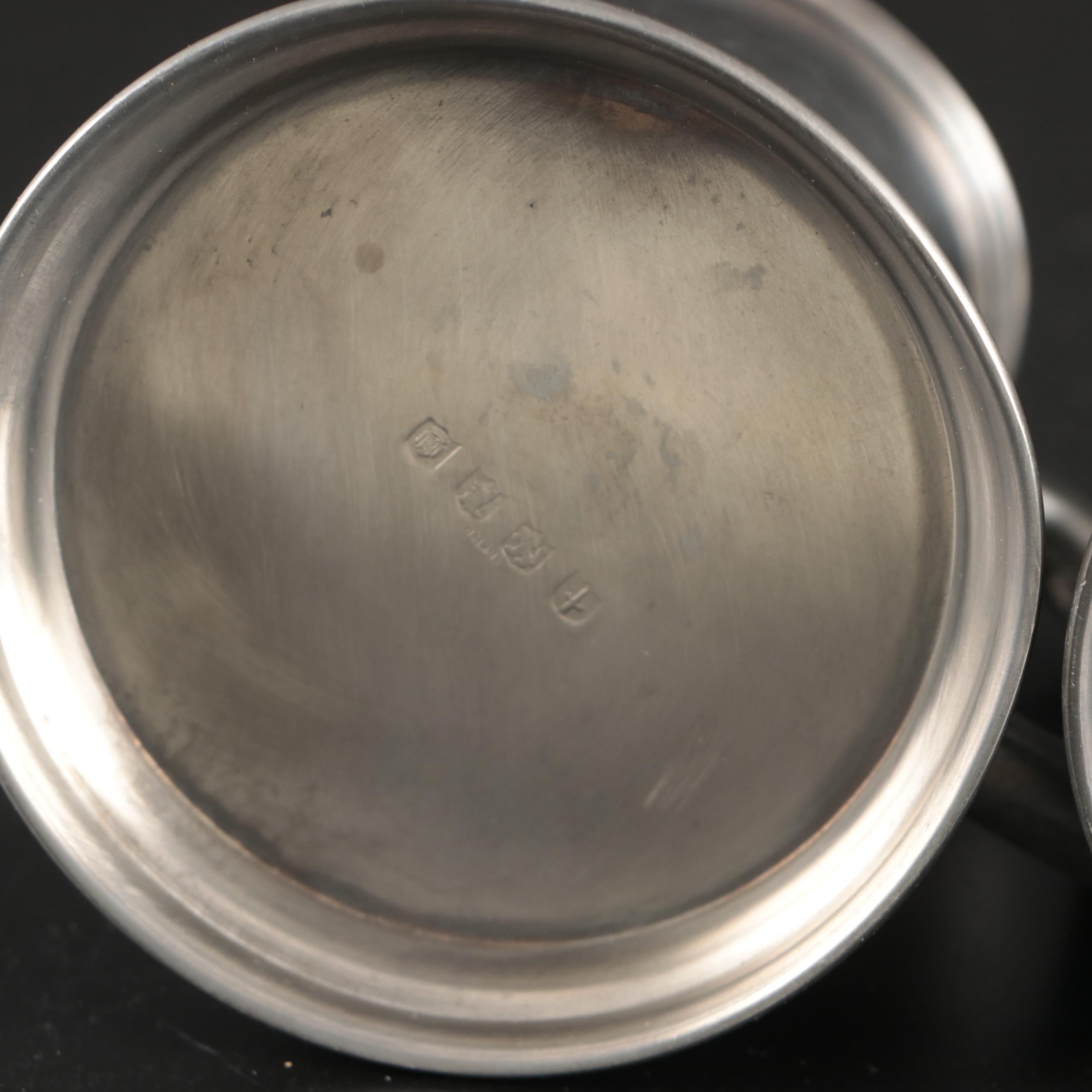 Regal Silver Puss n Boots Silver Plate Spoon with Pewter Beer Mugs and Porringer