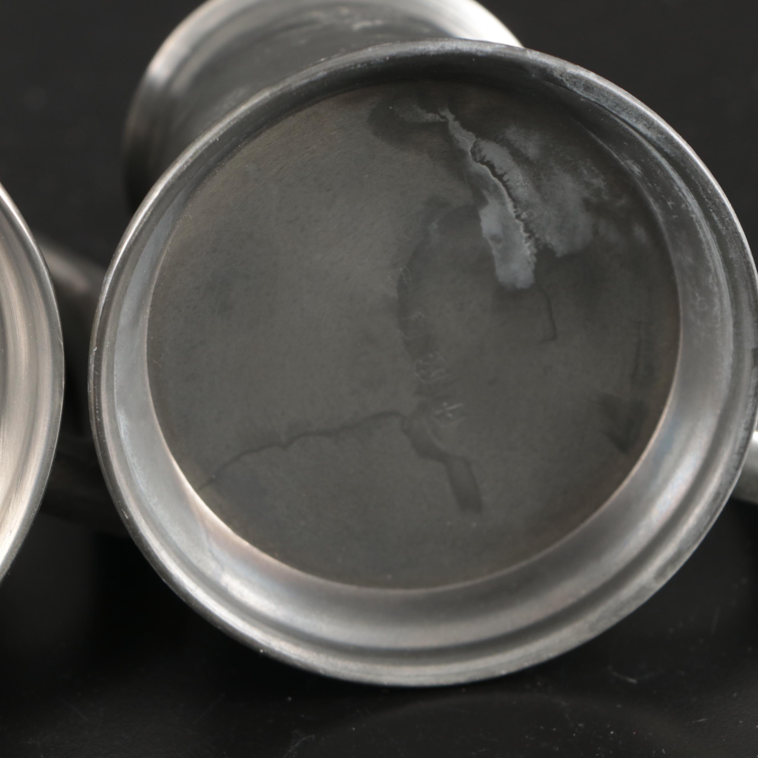 Regal Silver Puss n Boots Silver Plate Spoon with Pewter Beer Mugs and Porringer