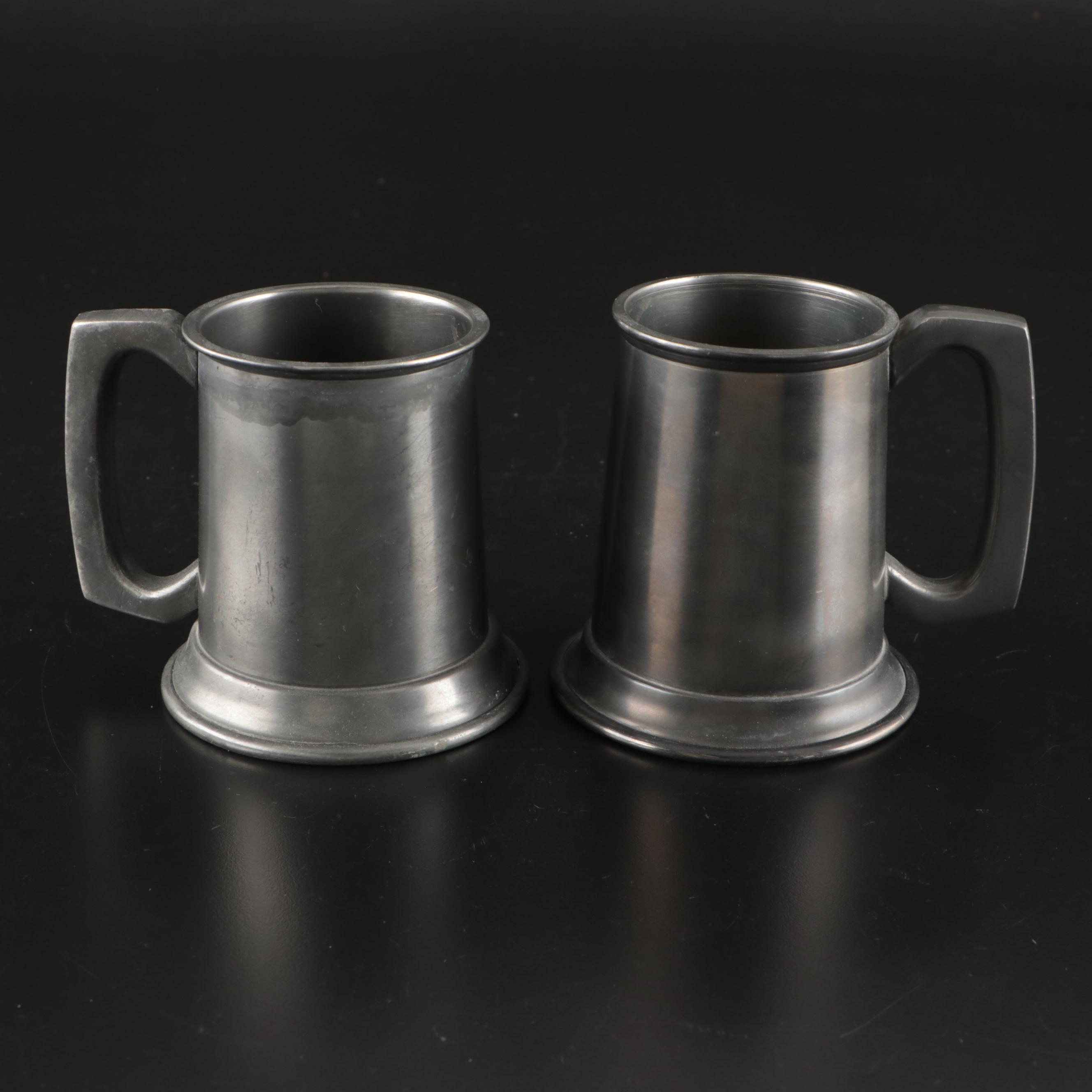 Regal Silver Puss n Boots Silver Plate Spoon with Pewter Beer Mugs and Porringer