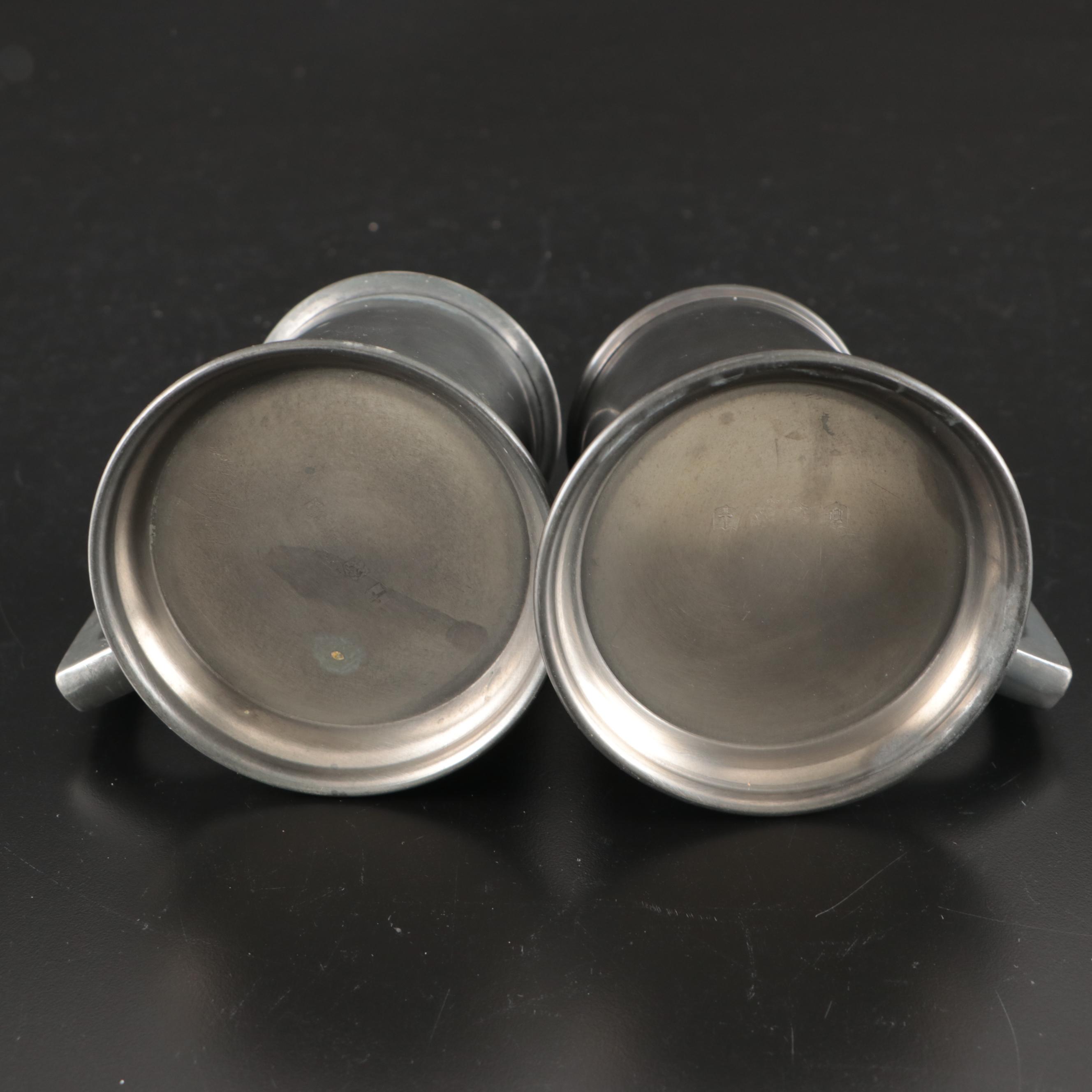 Regal Silver Puss n Boots Silver Plate Spoon with Pewter Beer Mugs and Porringer