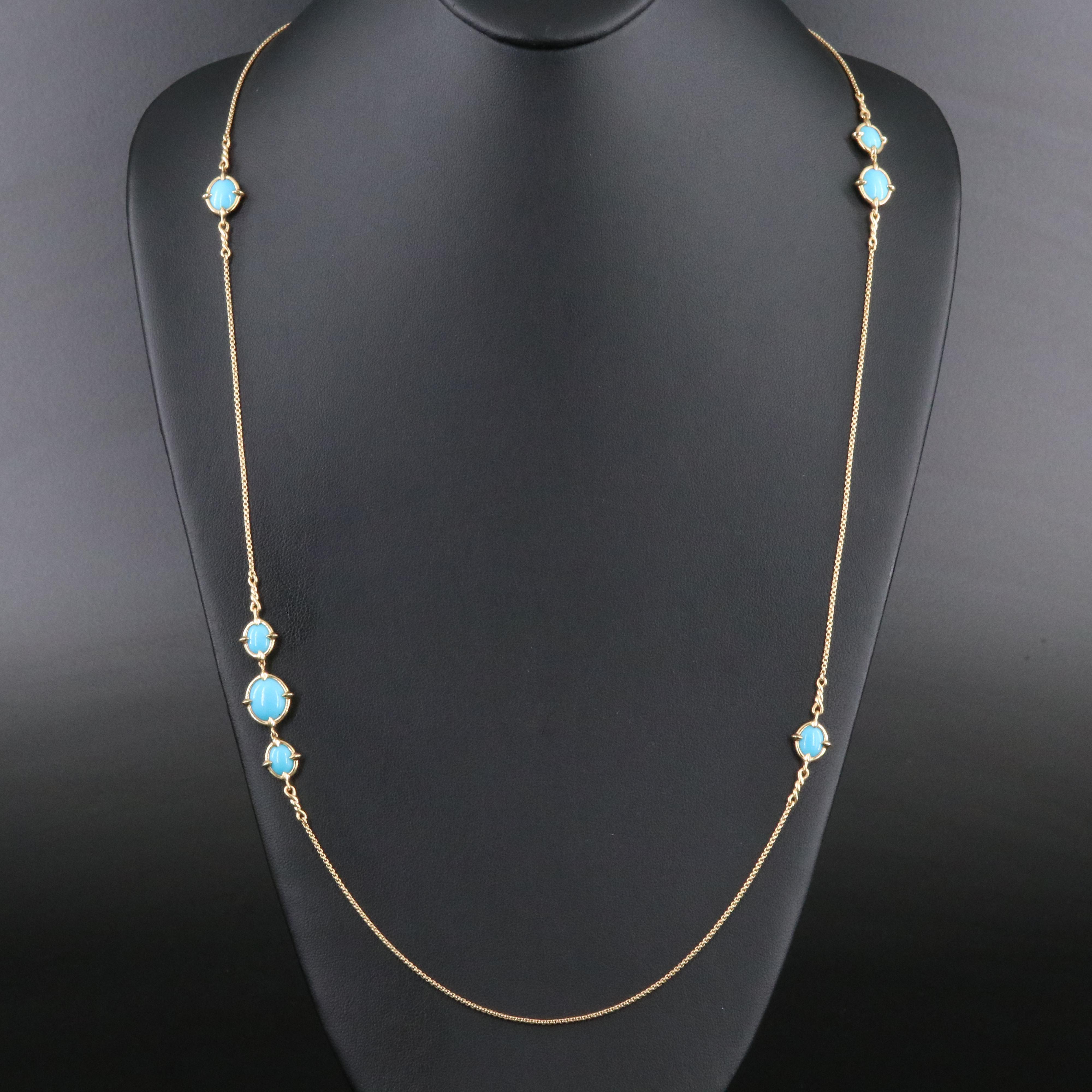 David Yurman 18K Turquoise Station Necklace