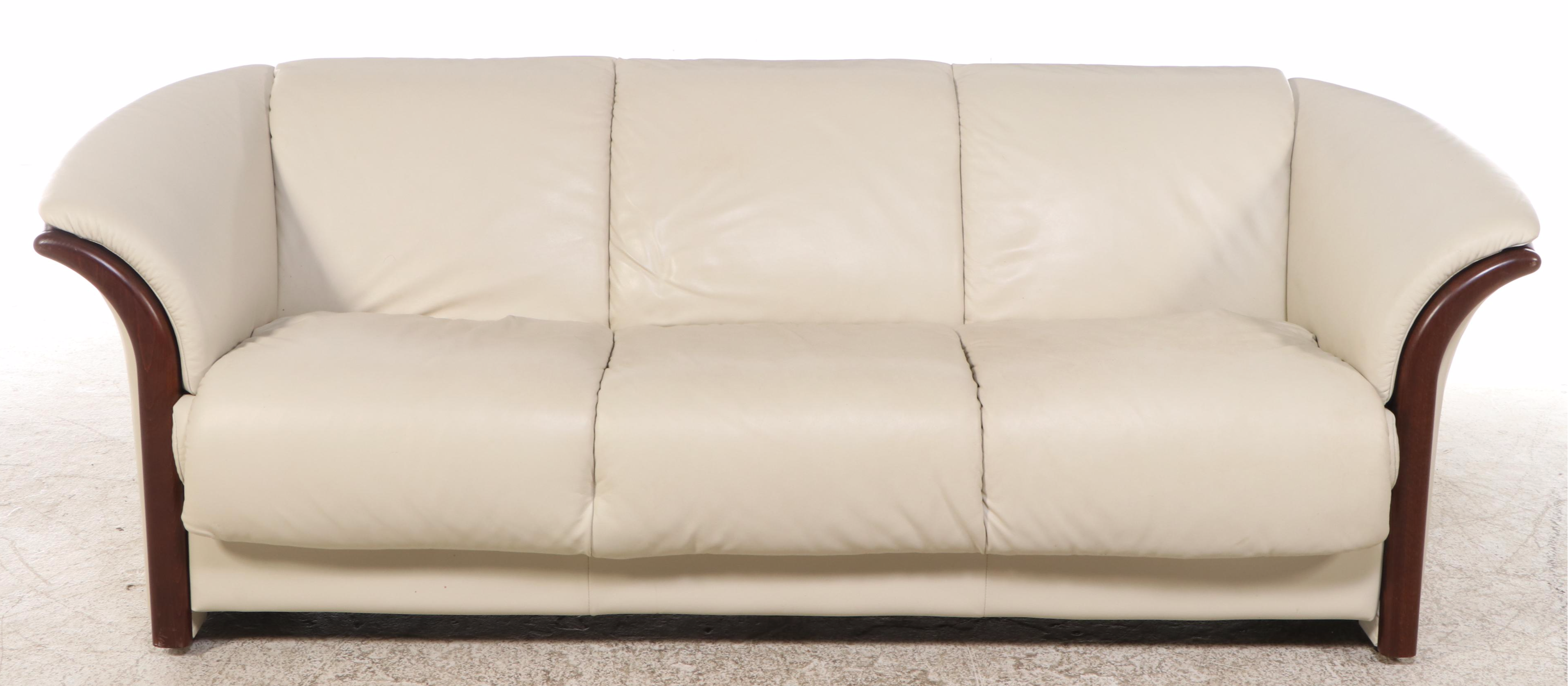 Ekornes Stressless "Manhattan" Leather Upholstered Sofa