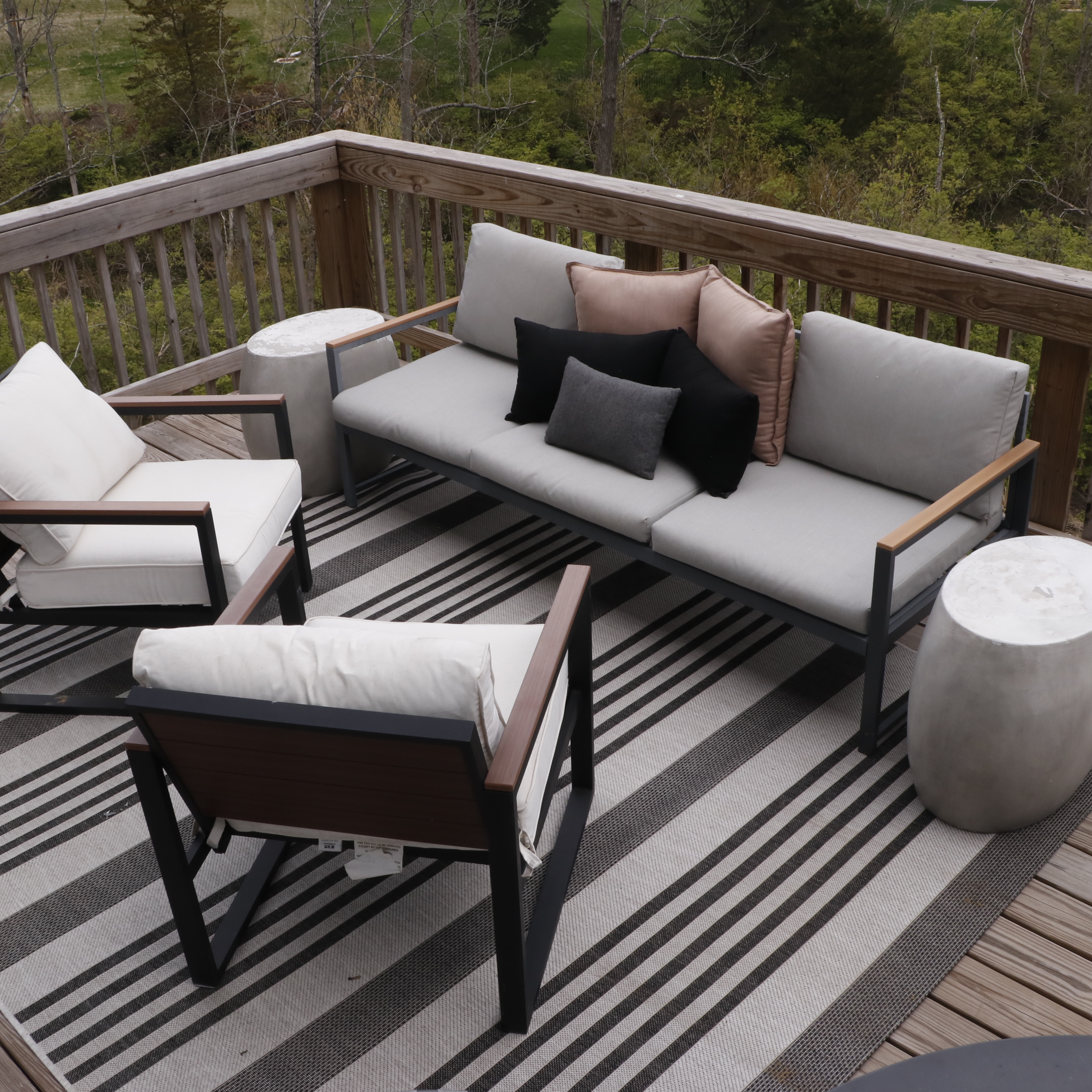 Hampton Bay Patio Lounge Chairs, Other Sofa, Ceramic End Tables and Safavieh Rug