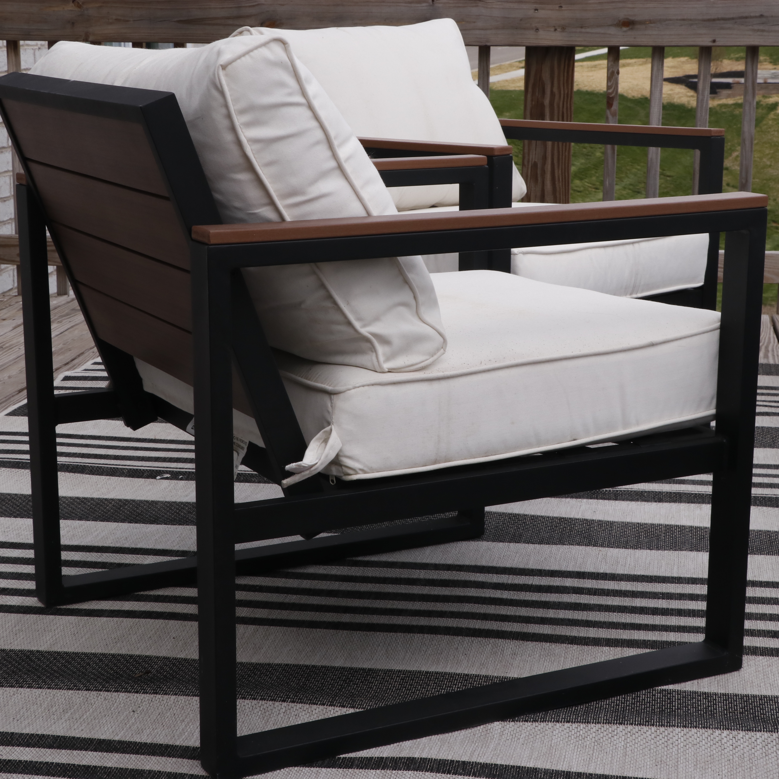 Hampton Bay Patio Lounge Chairs, Other Sofa, Ceramic End Tables and Safavieh Rug