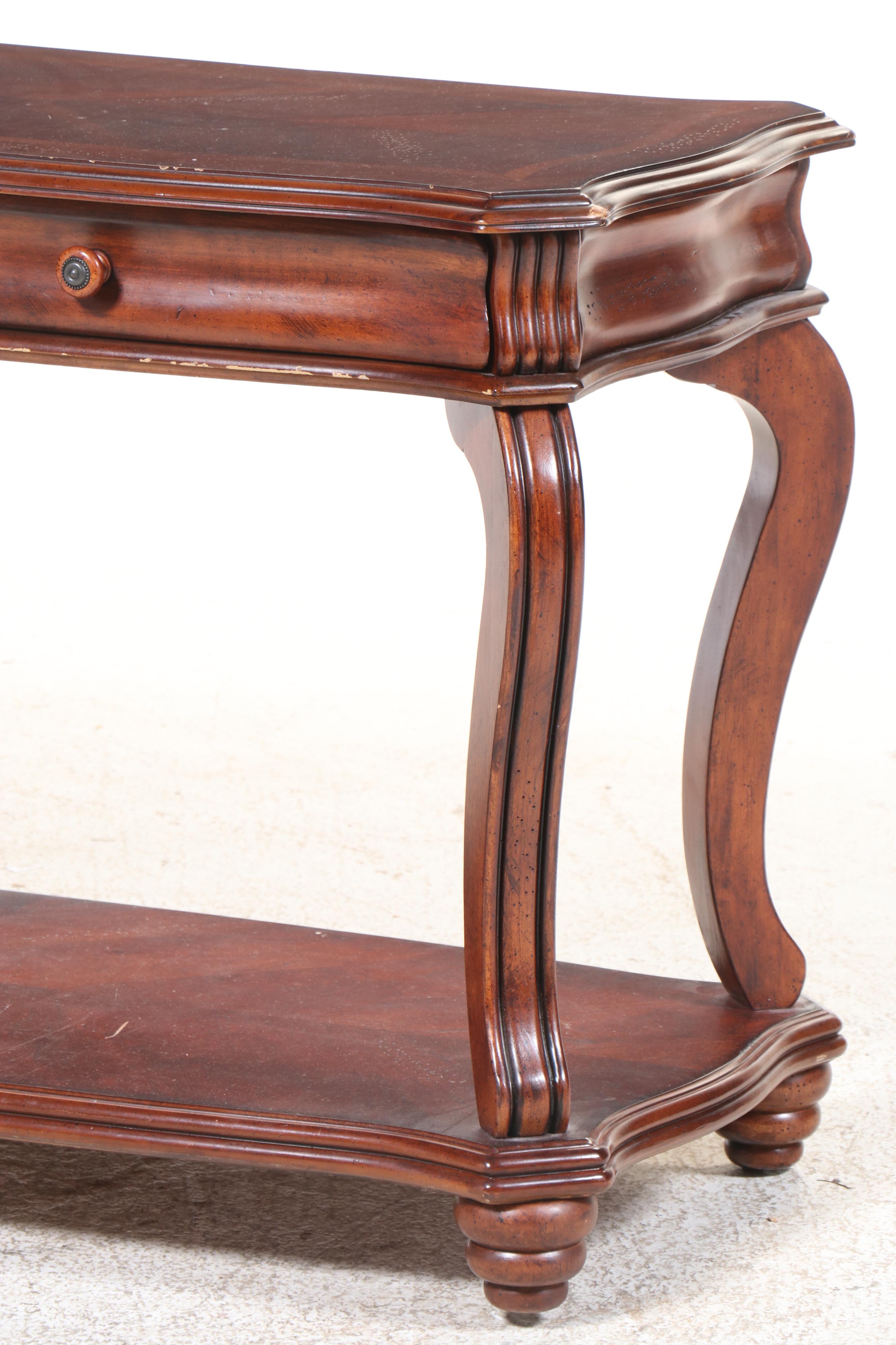 American Signature Mahogany Stained Two-Drawer Console Table