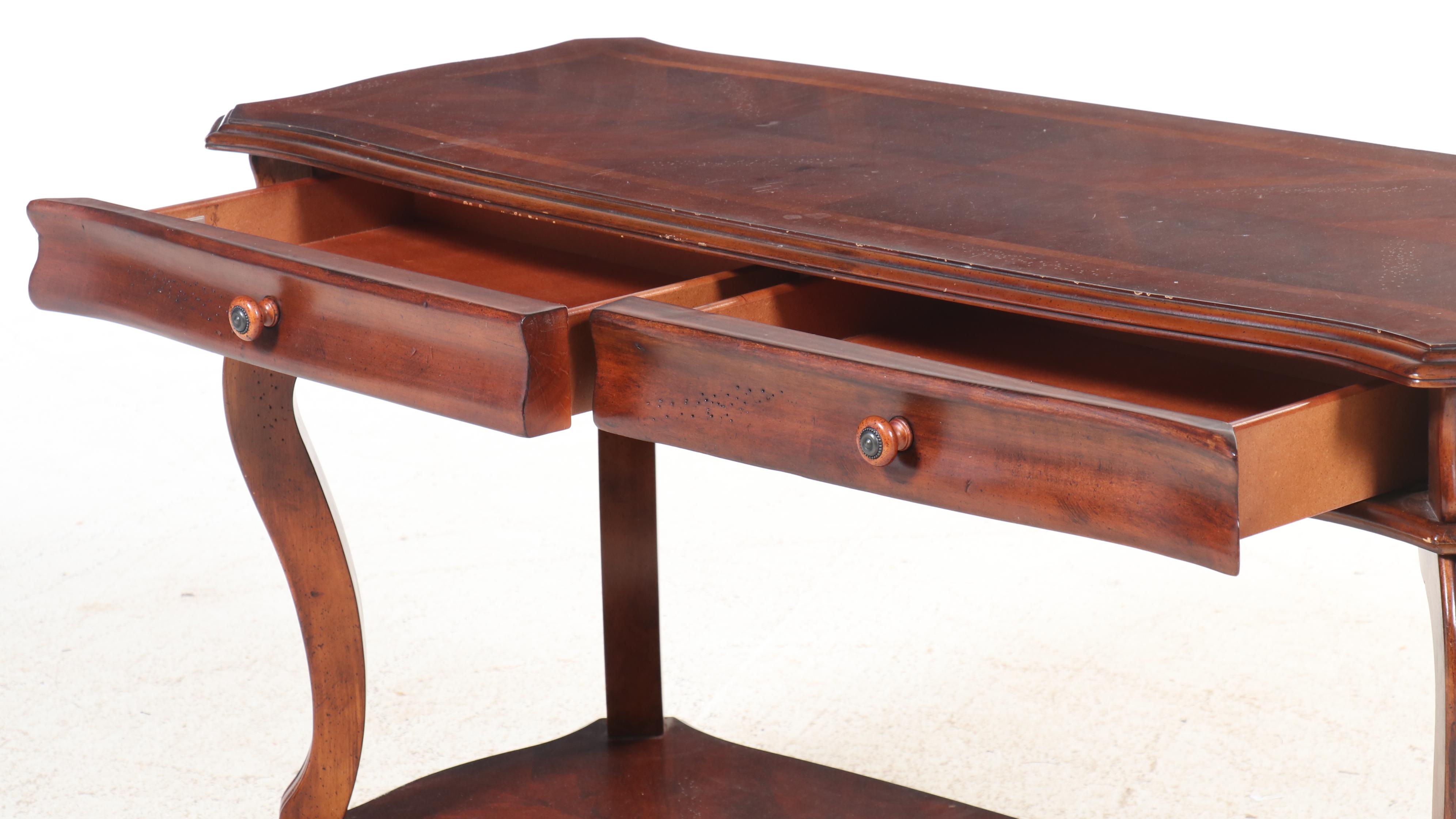 American Signature Mahogany Stained Two-Drawer Console Table