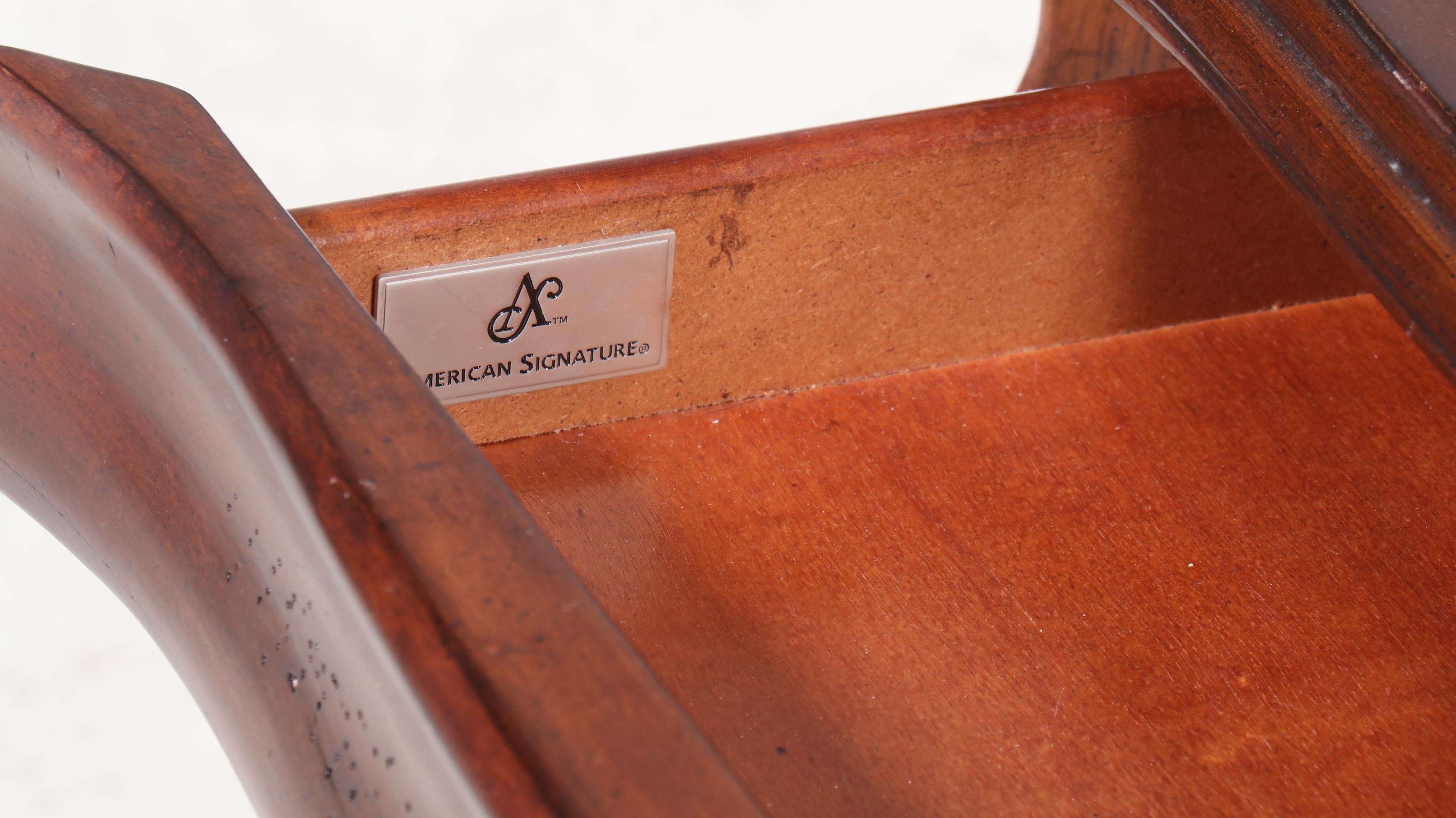 American Signature Mahogany Stained Two-Drawer Console Table