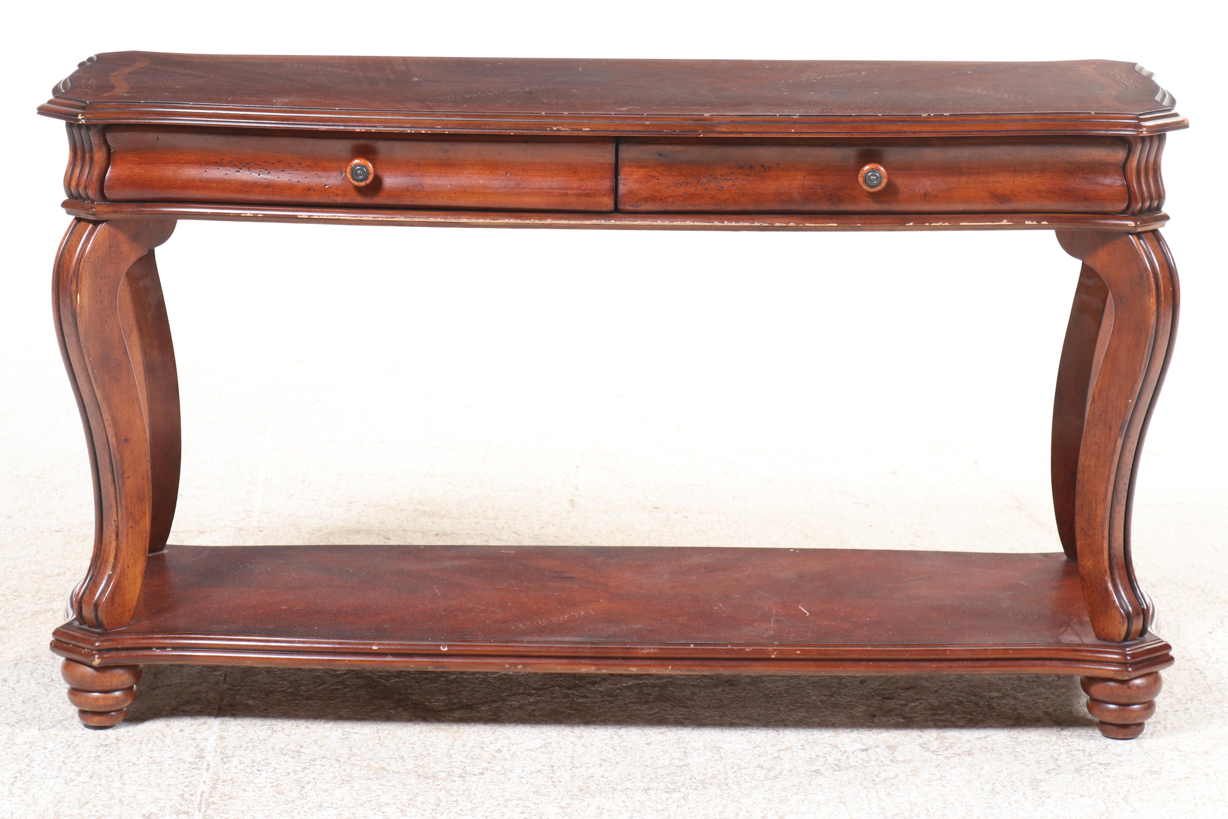 American Signature Mahogany Stained Two-Drawer Console Table