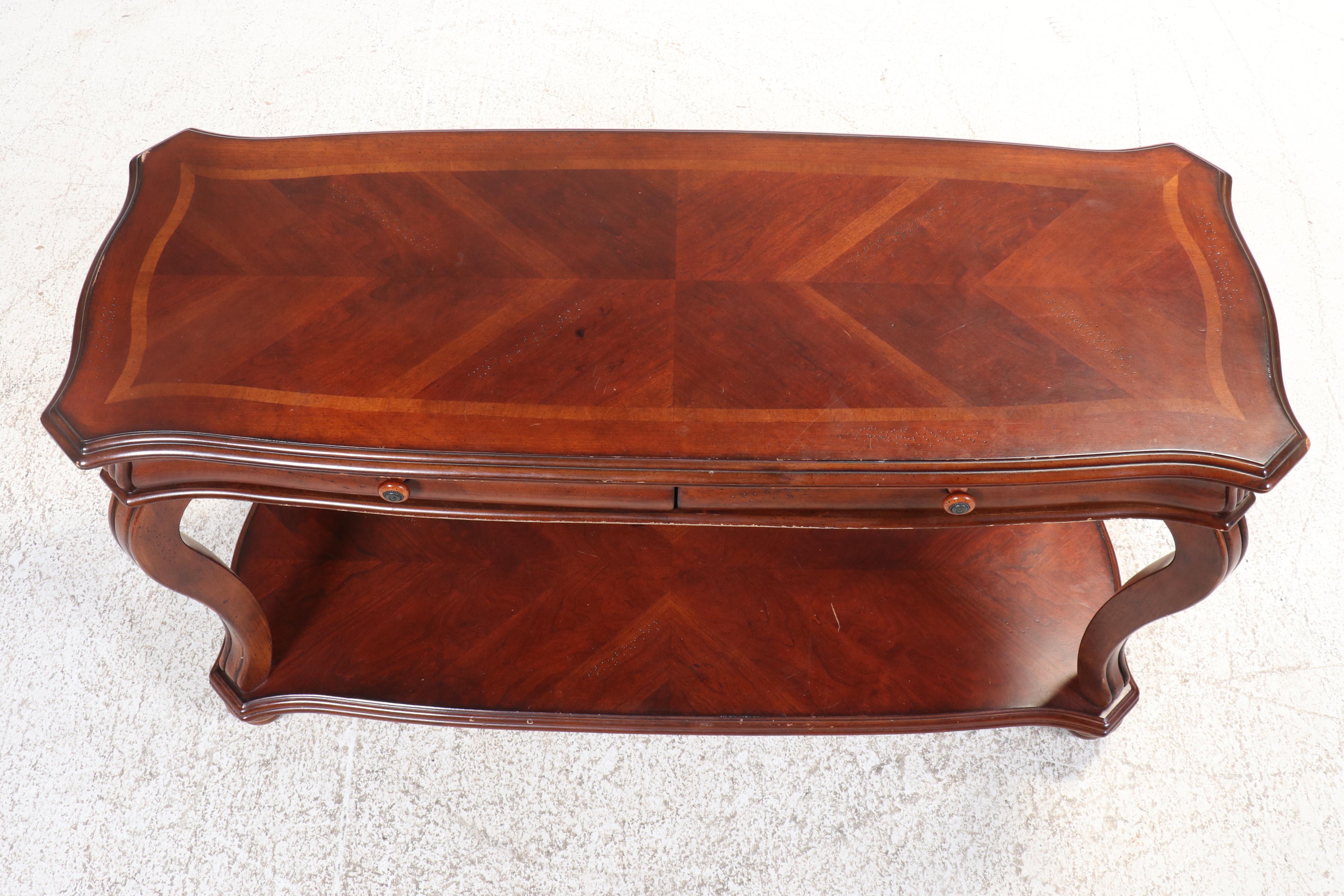 American Signature Mahogany Stained Two-Drawer Console Table