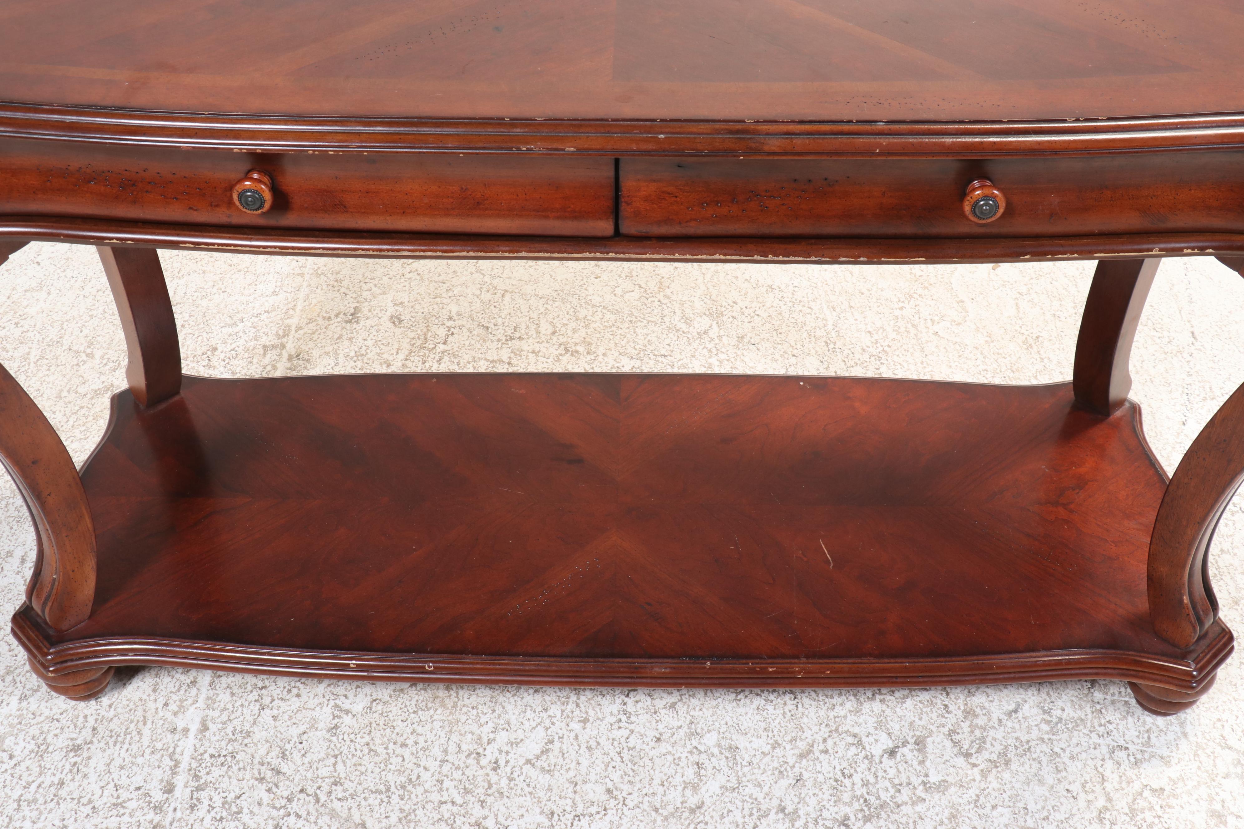American Signature Mahogany Stained Two-Drawer Console Table