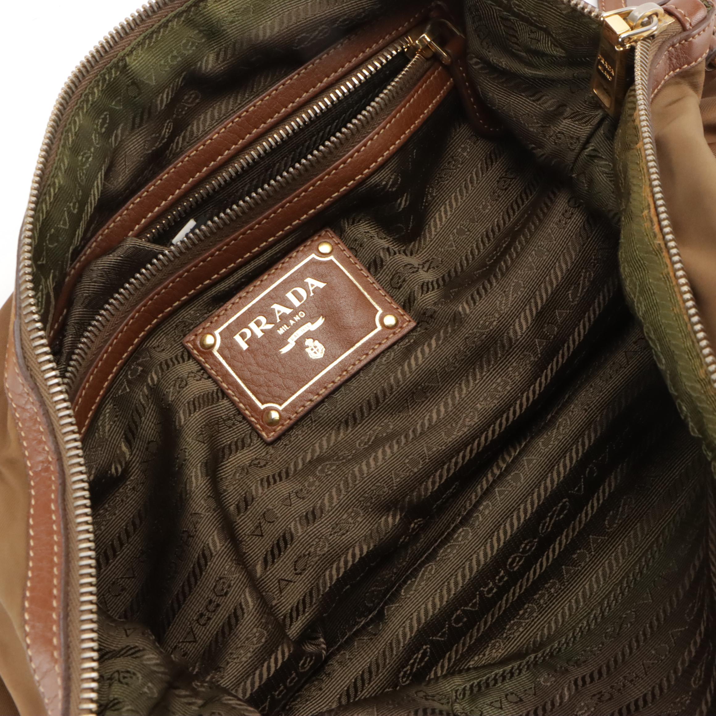 Prada Brown Tessuto Nylon and Leather Two-Way Bag