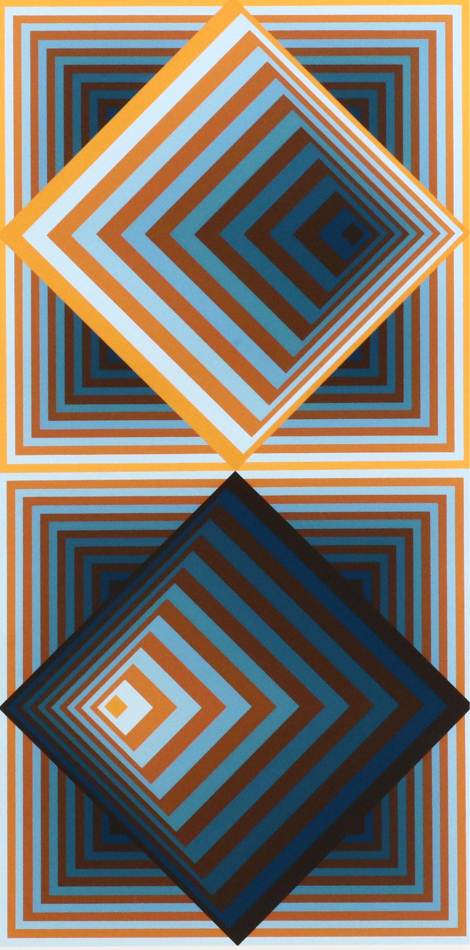 Jürgen Peters Op Art Serigraph "Pyramidal Contrast," 1981