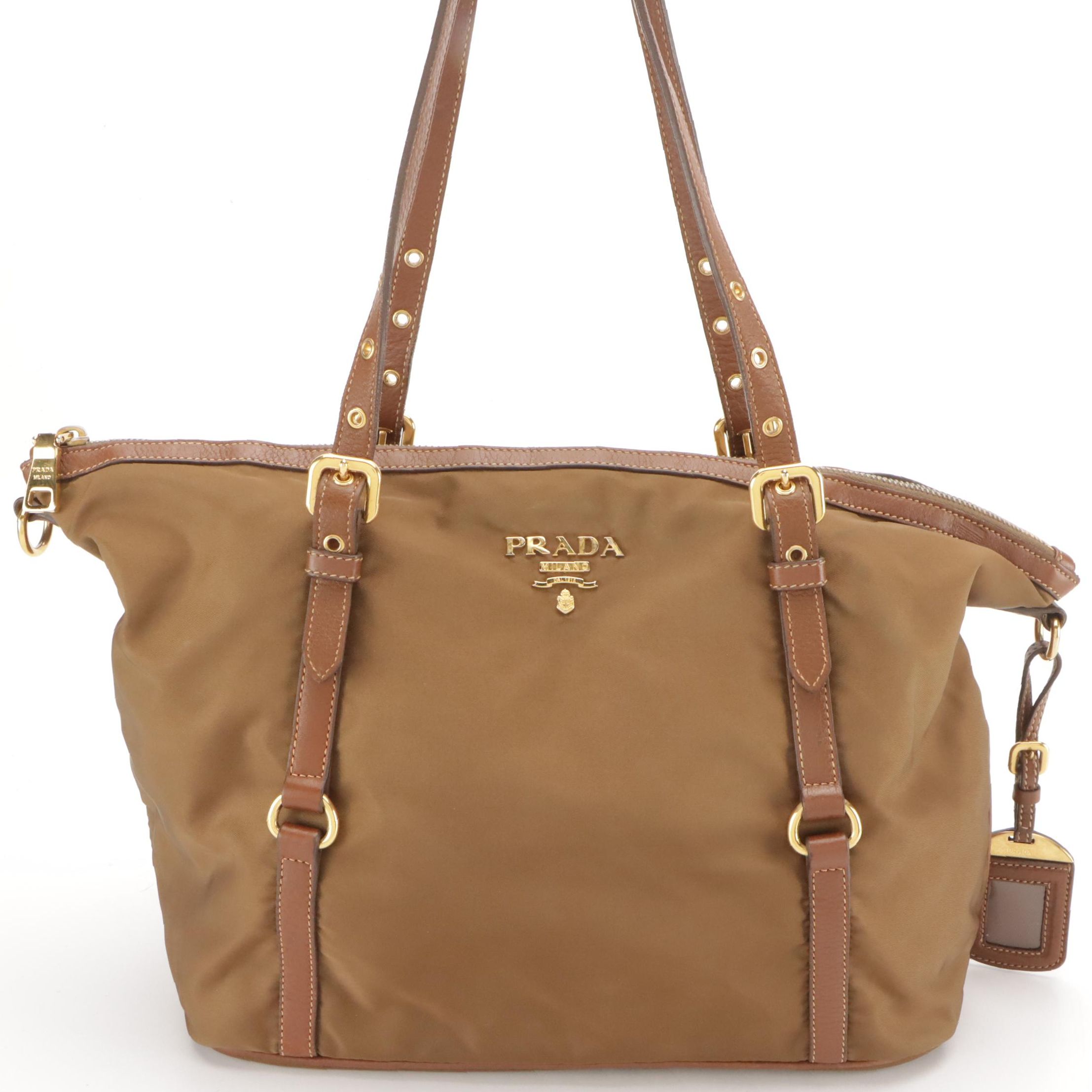 Prada Brown Tessuto Nylon and Leather Two-Way Bag