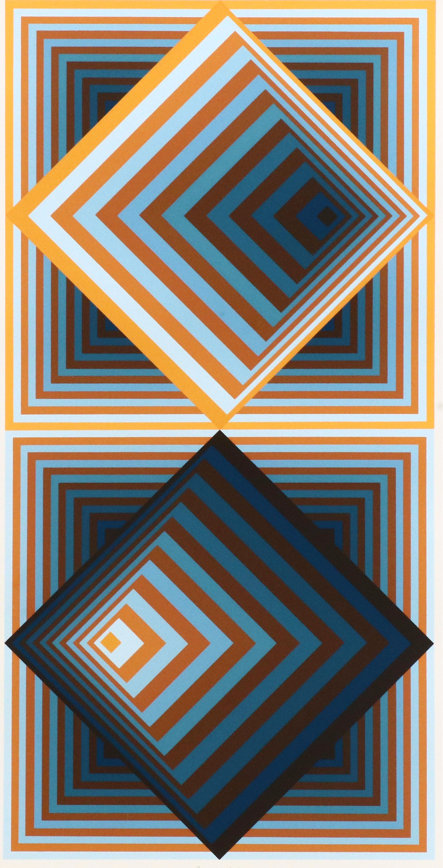 Jürgen Peters Op Art Serigraph "Pyramidal Contrast," 1981