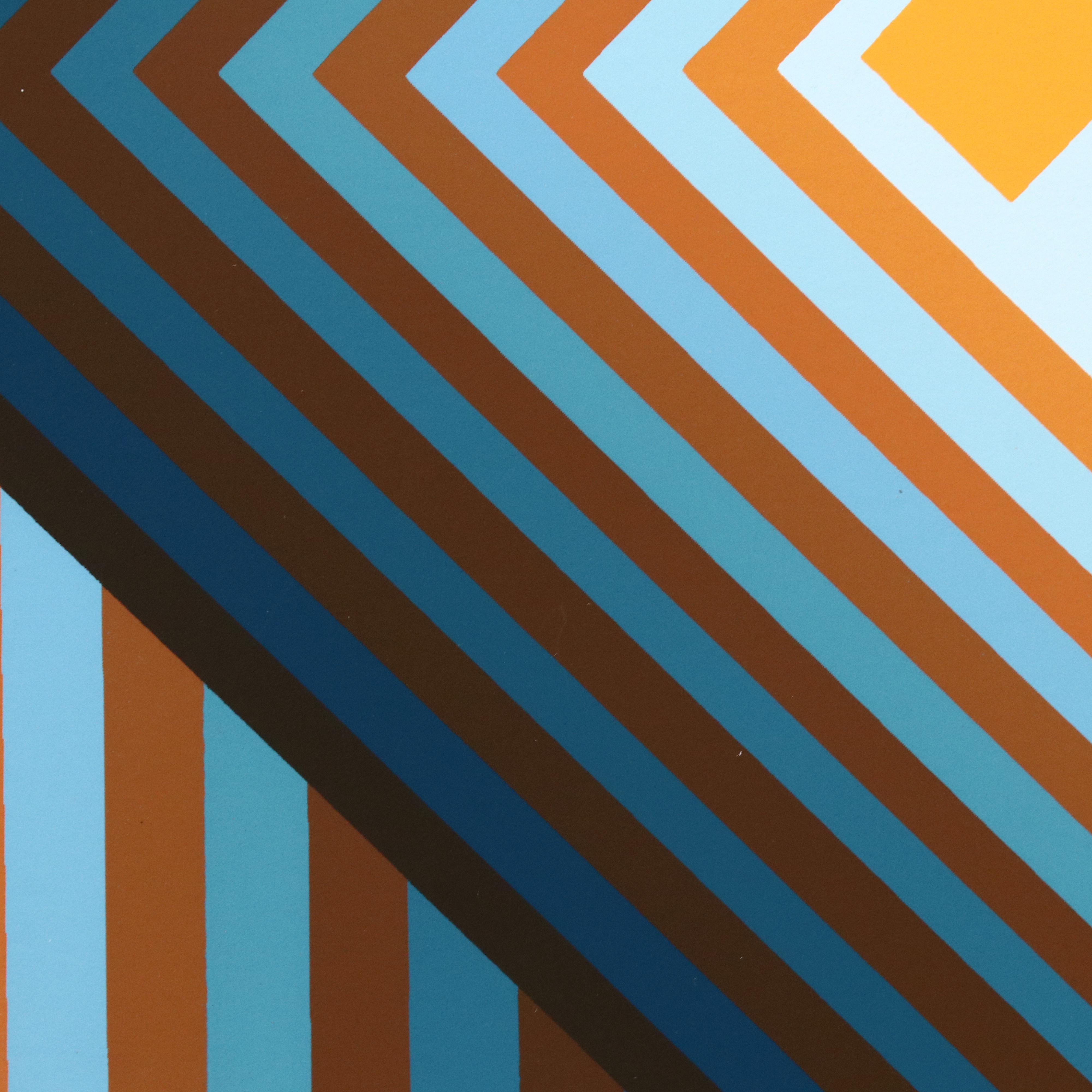 Jürgen Peters Op Art Serigraph "Pyramidal Contrast," 1981