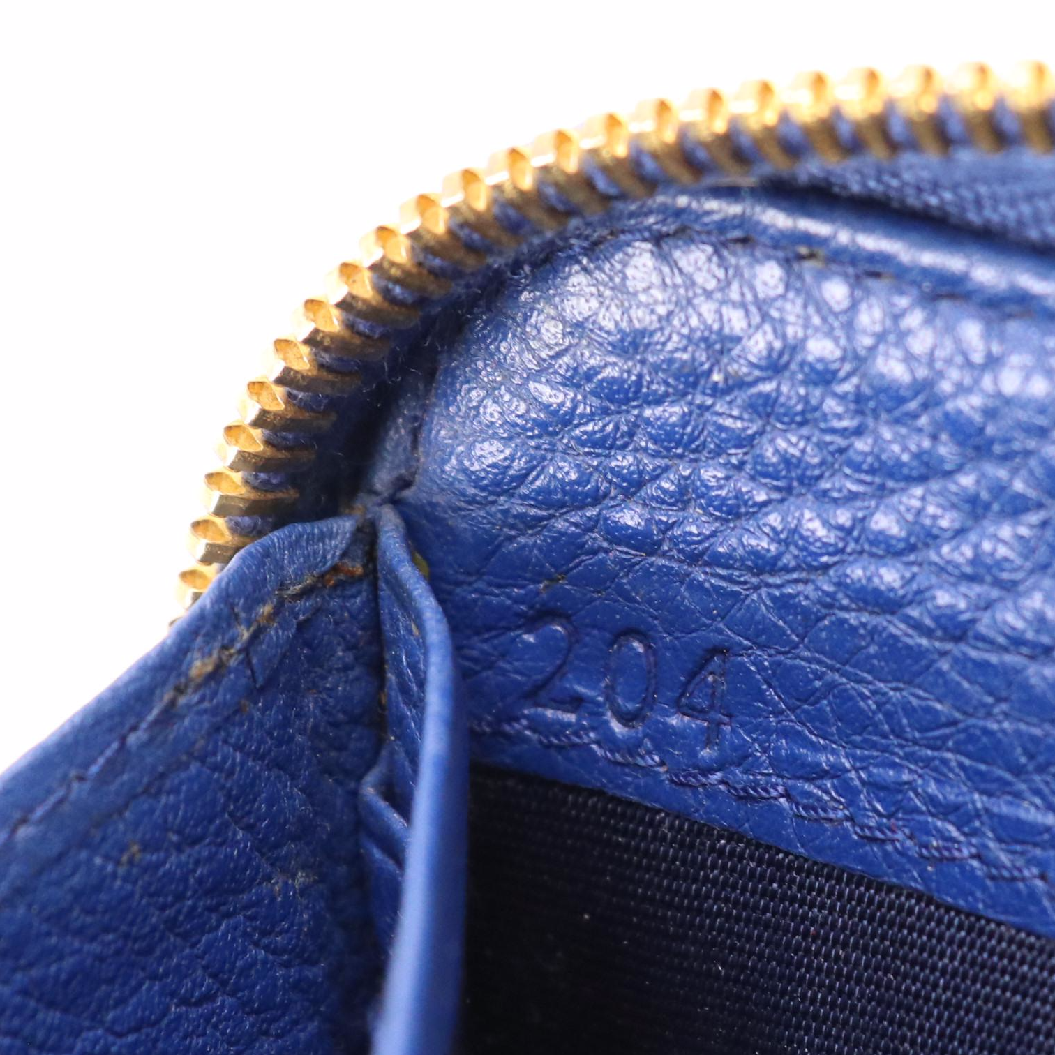 Prada Zip-Around Wallet in Blue Grained Leather with Box